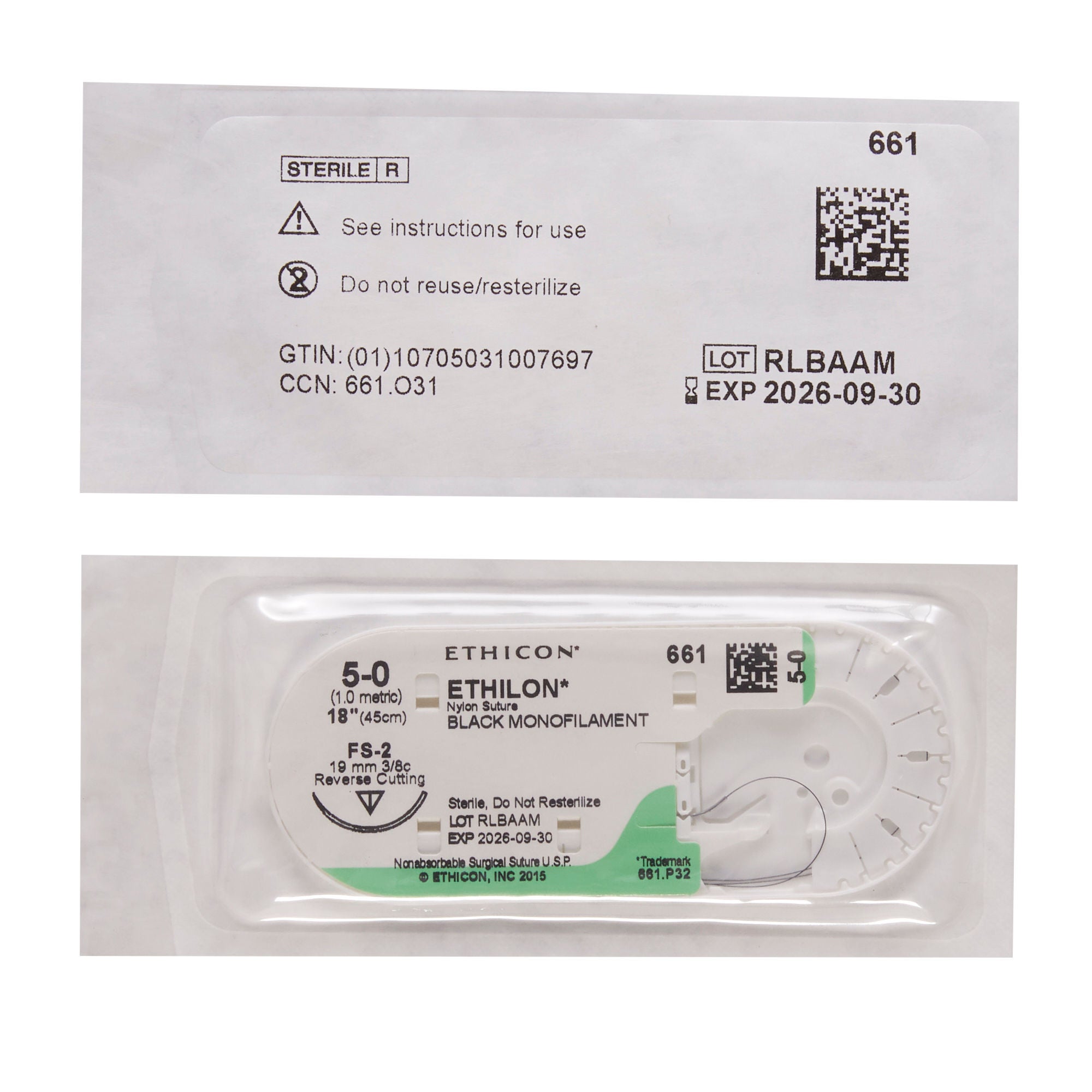J & J Healthcare Systems - 661G Ethilon™ Suture with Needle