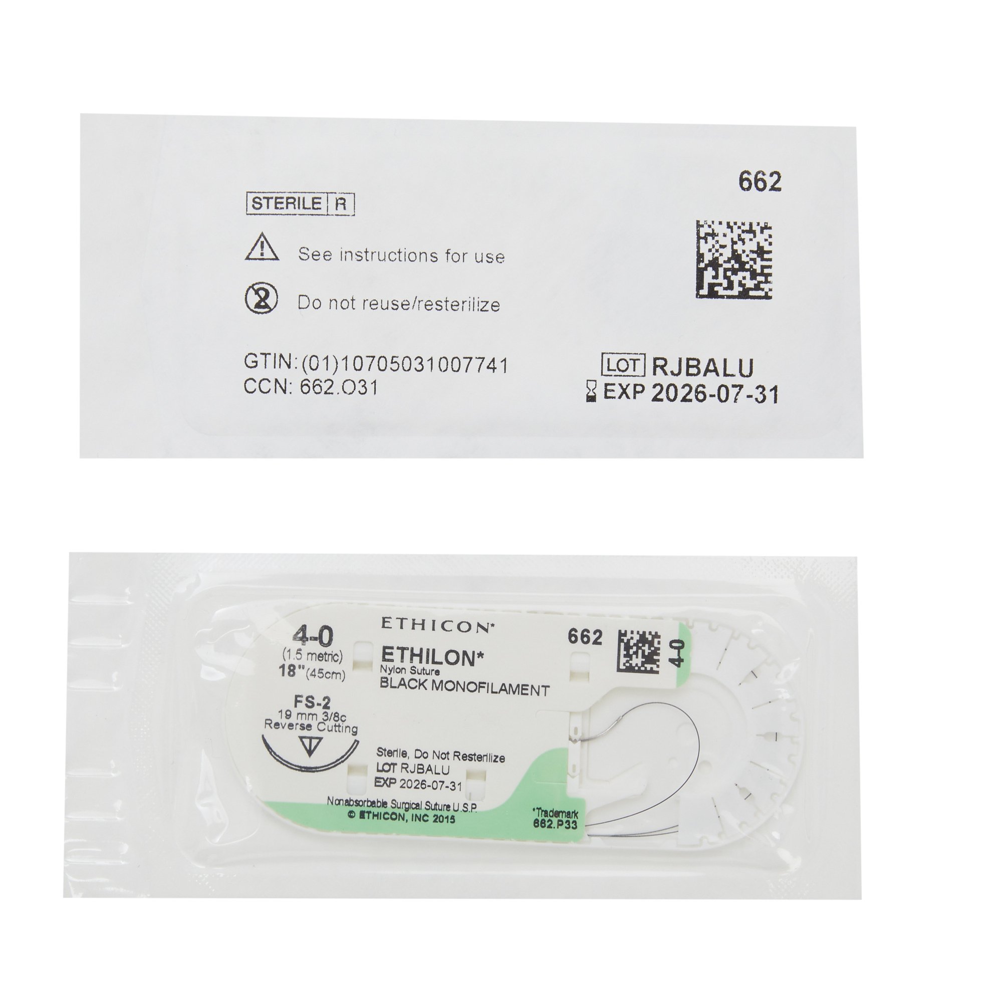 J & J Healthcare Systems 662H - Ethilon™ Suture with Needle - 12/Dozen, 36/Box