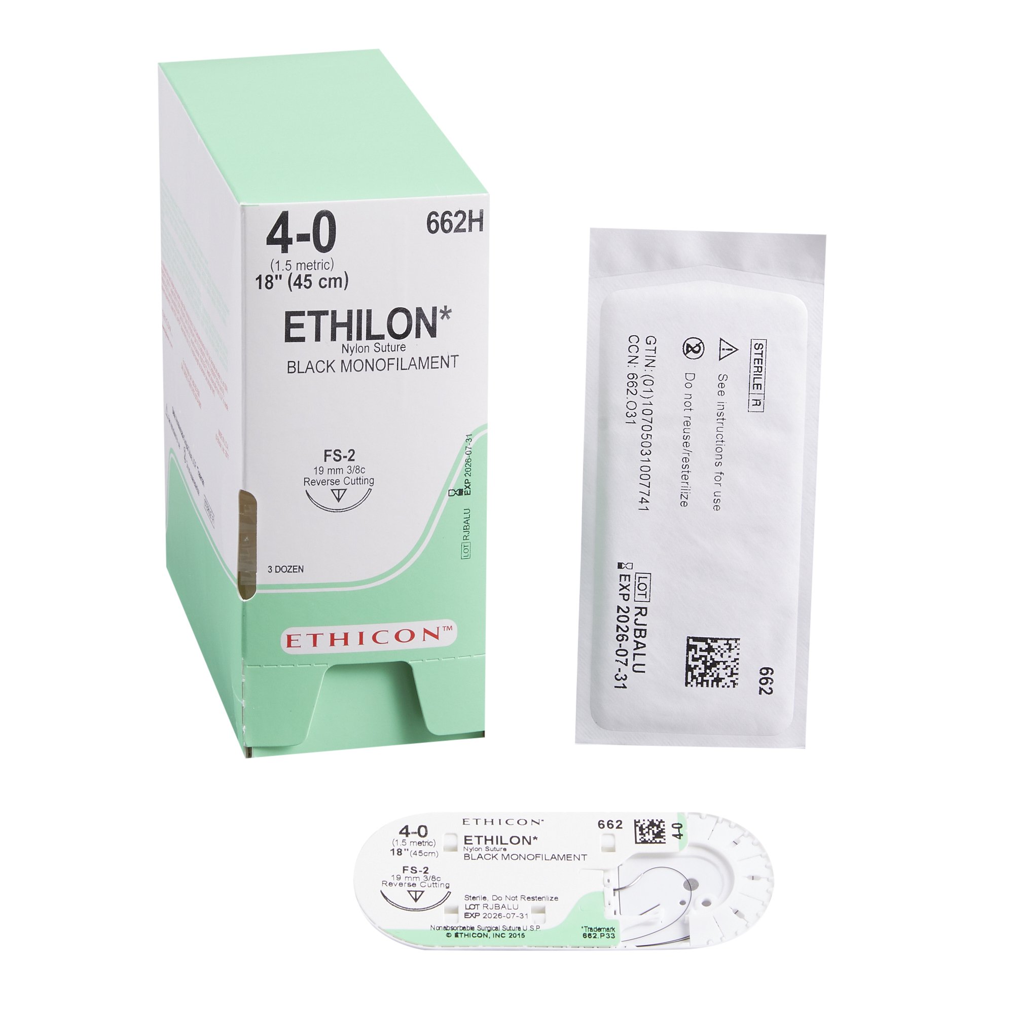 J & J Healthcare Systems 662H - Ethilon™ Suture with Needle - 12/Dozen, 36/Box