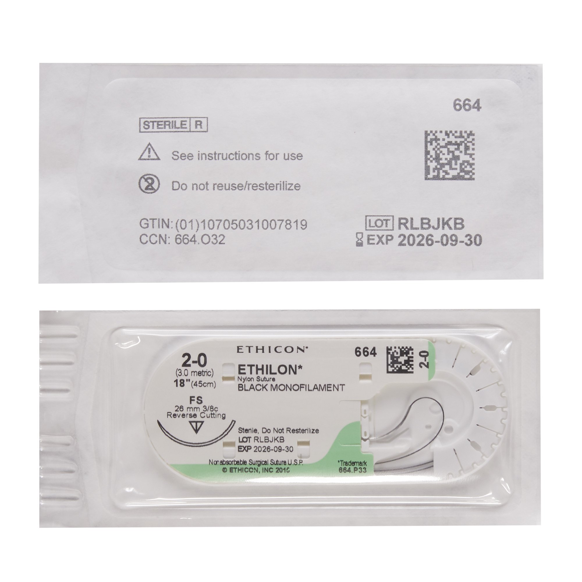 J & J Healthcare Systems 664G - Ethilon™ Suture with Needle - 12/Dozen, 12/Box