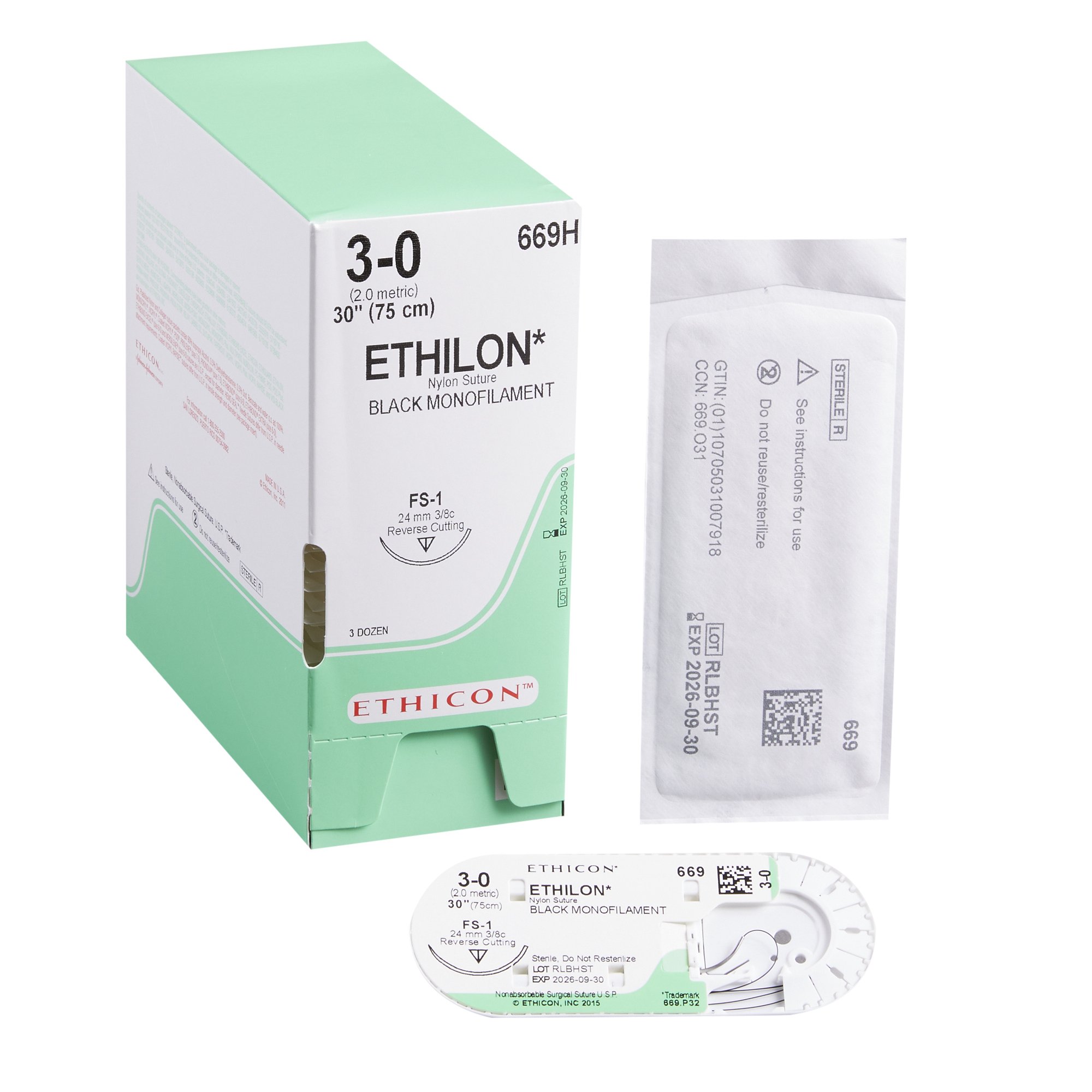 J & J Healthcare Systems 669H - Ethilon™ Suture with Needle - 12/Dozen, 36/Box