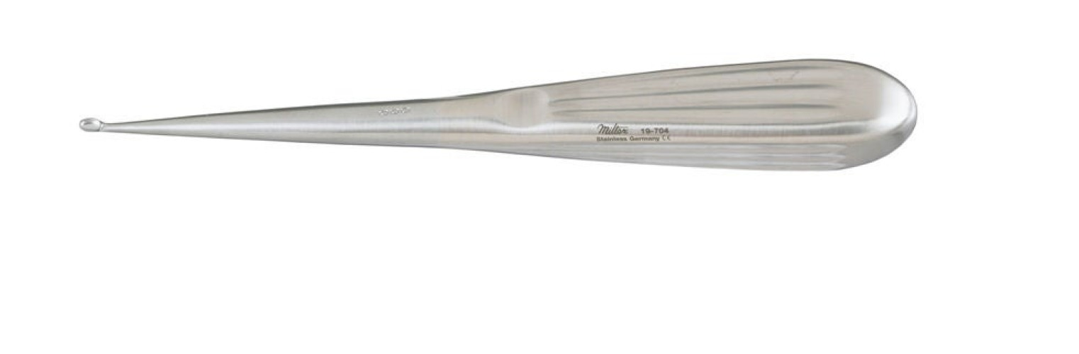Integra Lifesciences - 19-704 Mastoid Curette Miltex® Spratt-Bruns 6-1/2 Inch Length Hollow Handle with Grooves Size 000 Tip Oval Cup Tip