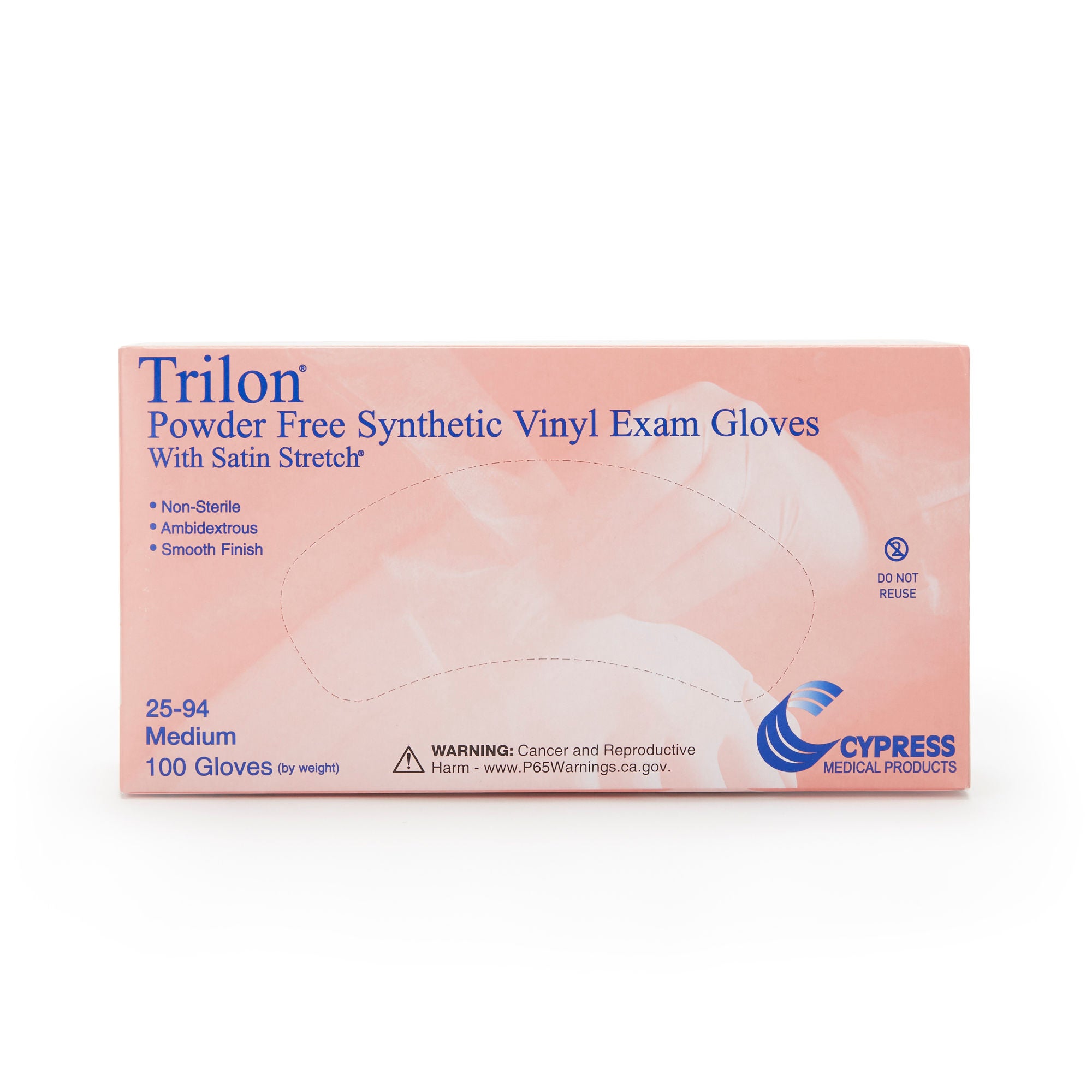 McKesson Brand - 25-94 Exam Glove Trilon® Medium 100 per Box NonSterile Vinyl Standard Cuff Length Smooth Clear Not Rated WITH PROP. 65 WARNING