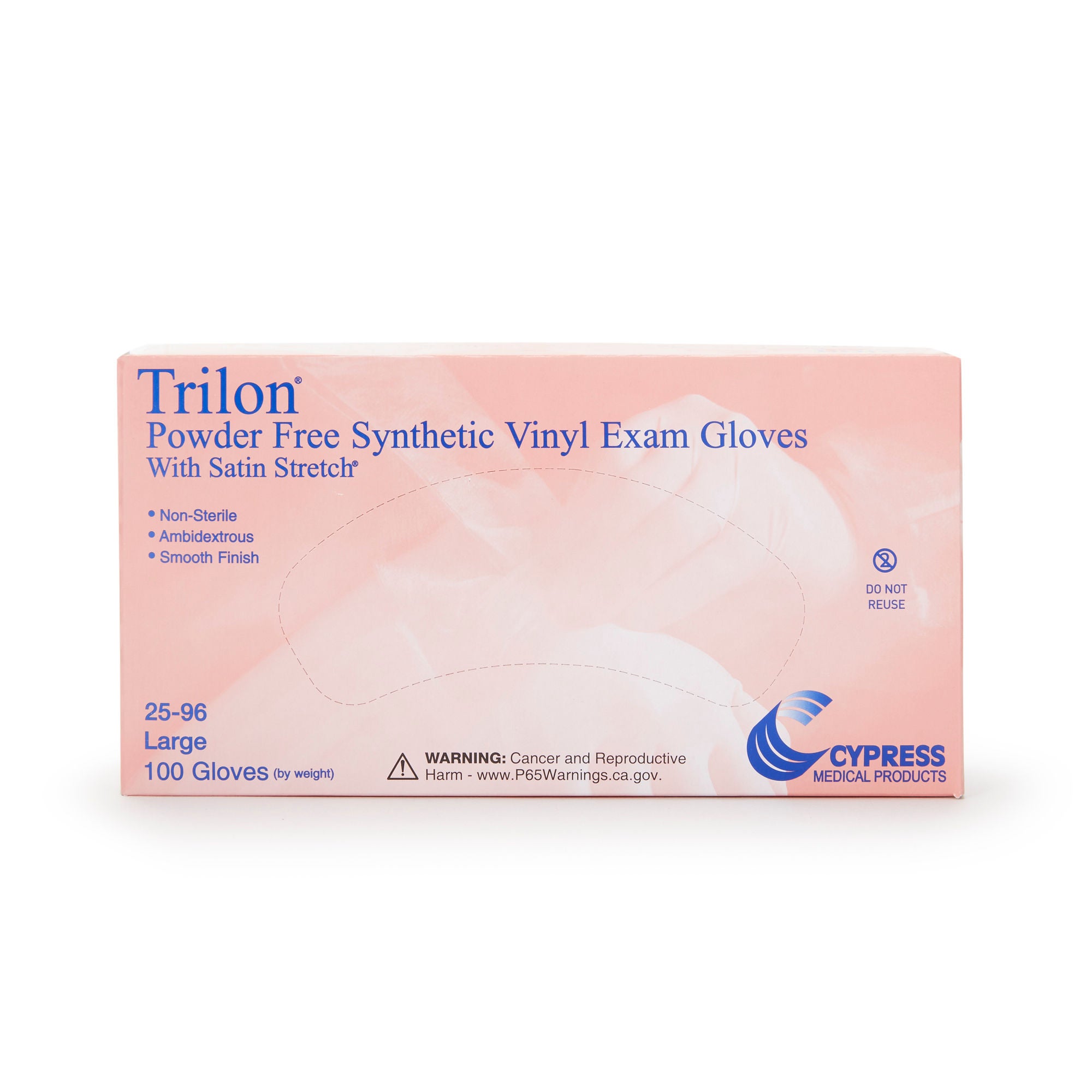McKesson Brand - 25-96 Exam Glove Trilon® Large 100 per Box NonSterile Vinyl Standard Cuff Length Smooth Clear Not Rated WITH PROP. 65 WARNING