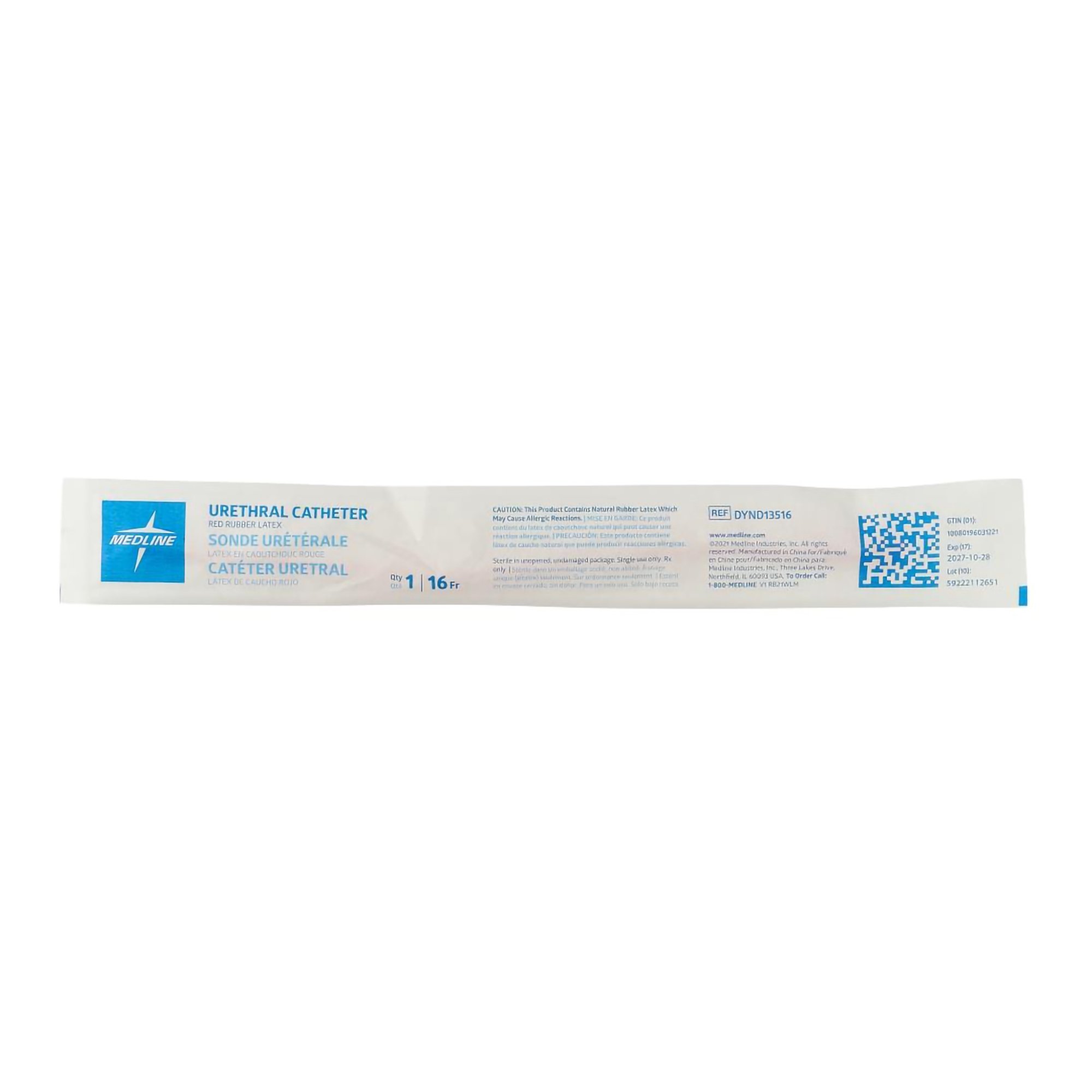 Medline DYND13516 - Medline® Urethral Catheter - 1/Each, 12/Case