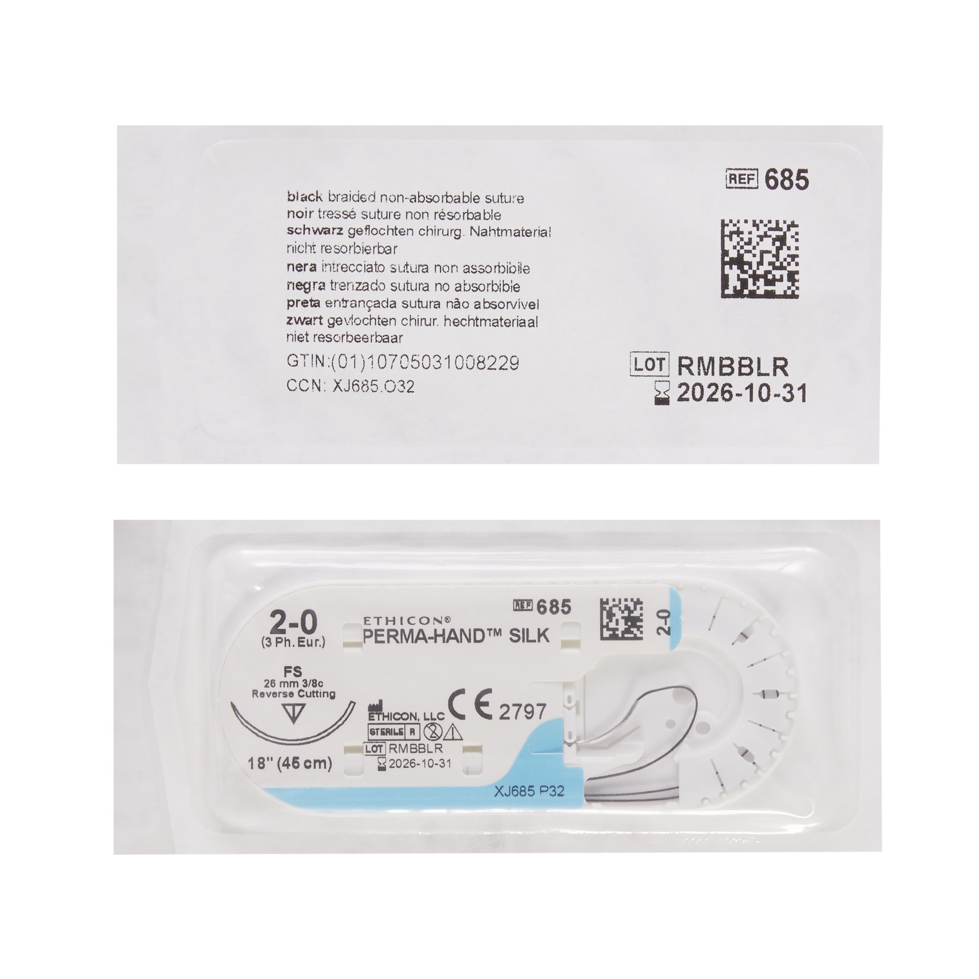 J & J Healthcare Systems 685G - Perma-Hand™ Suture with Needle - 12/Dozen, 12/Box