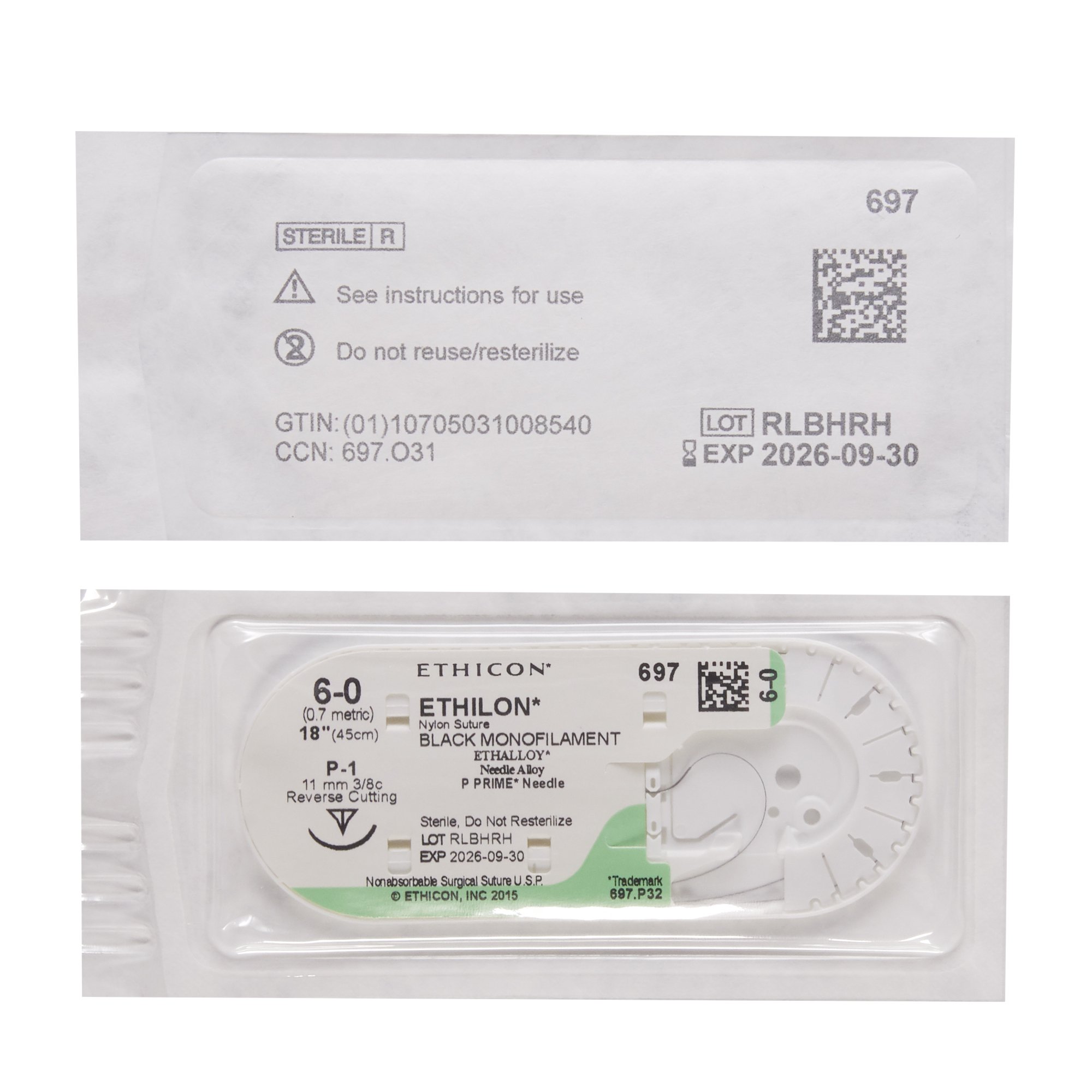 J & J Healthcare Systems 697G - Ethilon™ Suture with Needle - 12/Dozen, 12/Box