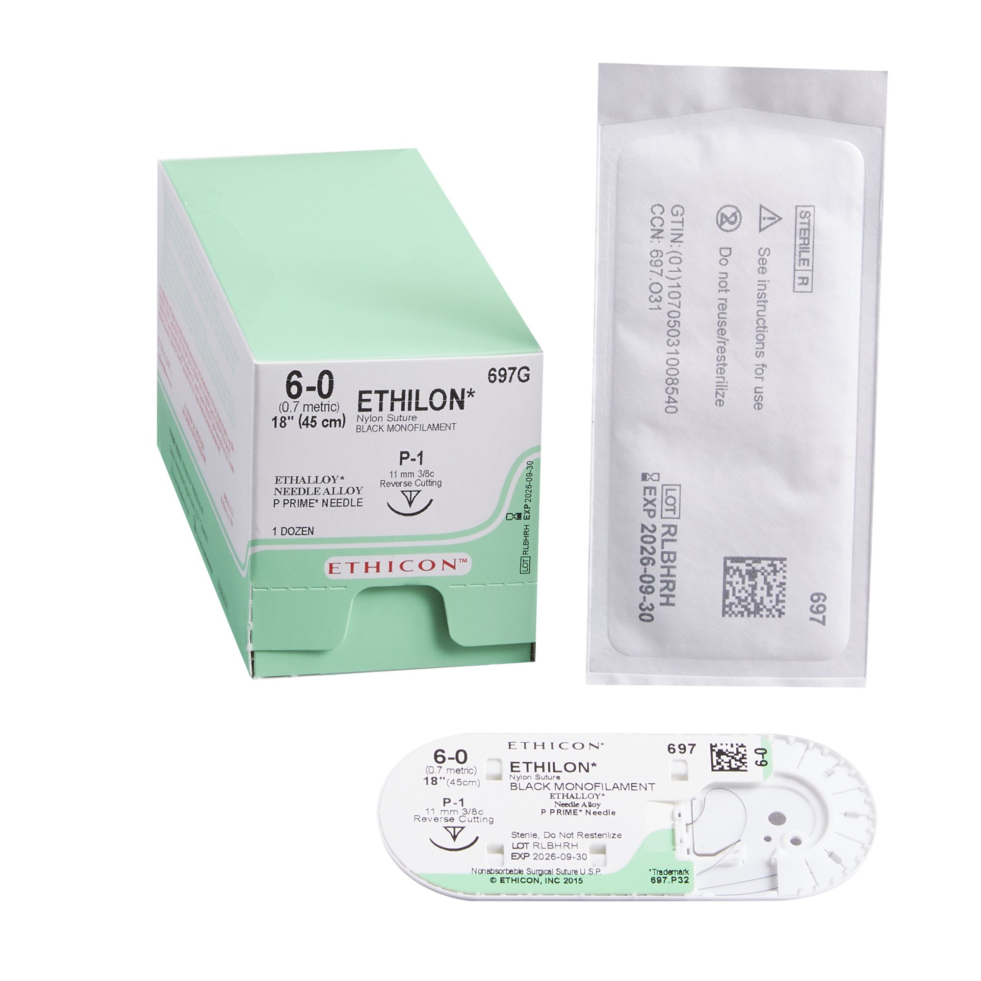 J & J Healthcare Systems 697G - Ethilon™ Suture with Needle - 12/Dozen, 12/Box