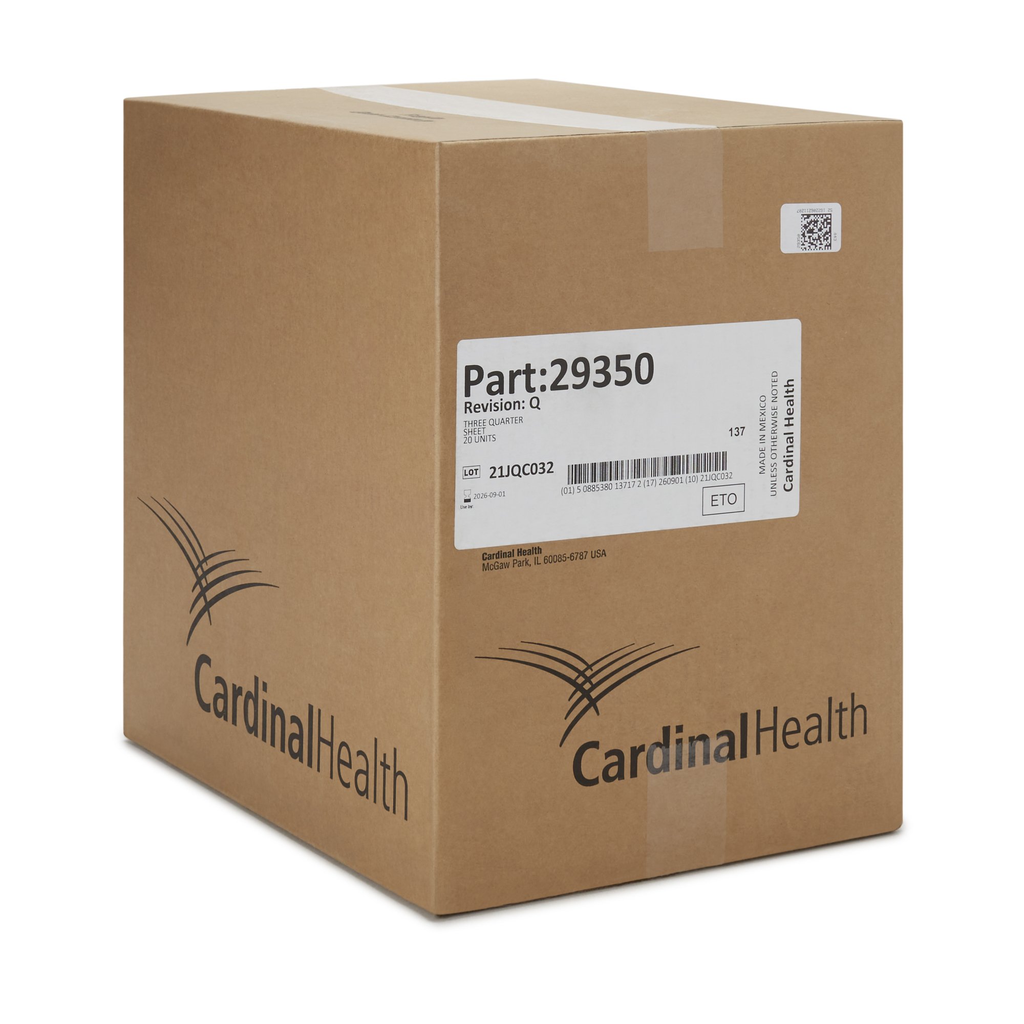 Cardinal 29350 - Cardinal Health™ Sterile Three-Quarter General Purpose Drape, 56 x 77 Inch - 1/Each, 20/Case