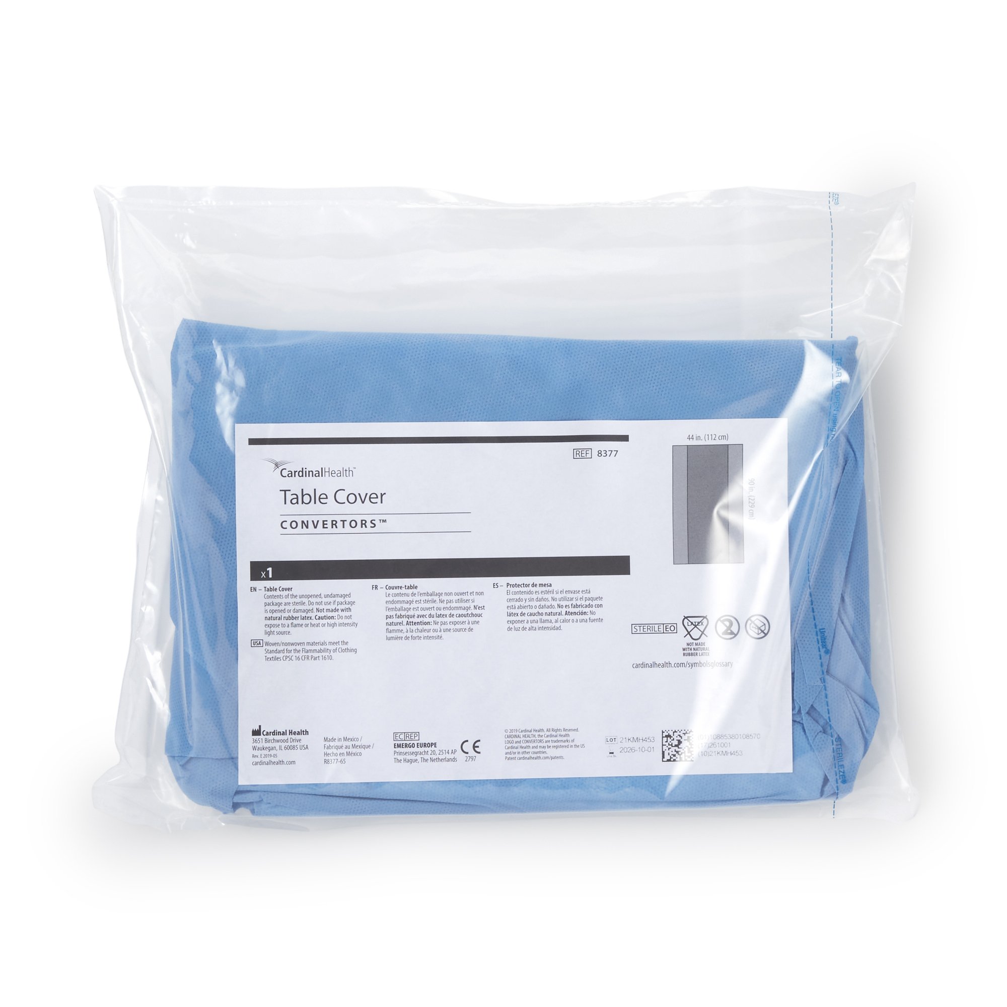 Cardinal 8377 - Cardinal Health™ Sterile Standard Back Table Cover, 44 x 90 Inch - 1/Each, 22/Case