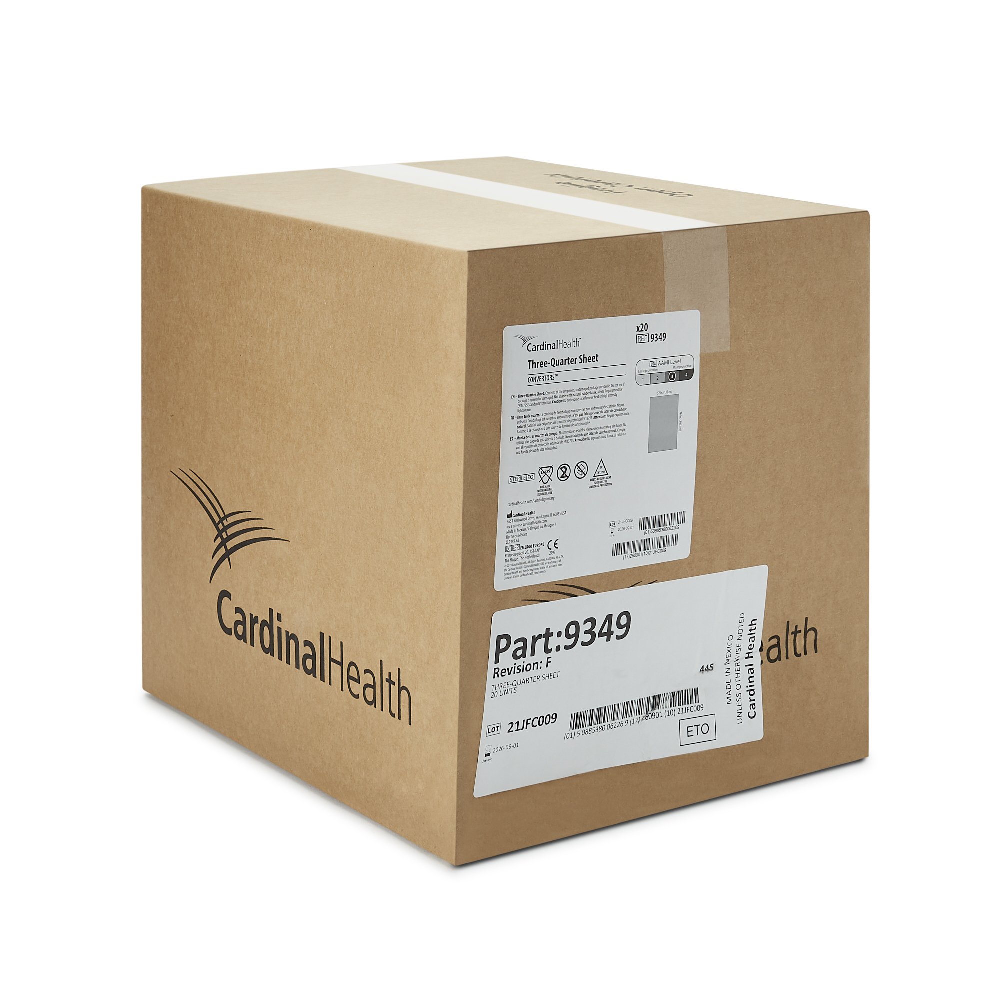 Cardinal 9349 - Cardinal Health™ Sterile Three-Quarter General Purpose Drape, 57 x 76 Inch - 1/Each, 20/Case