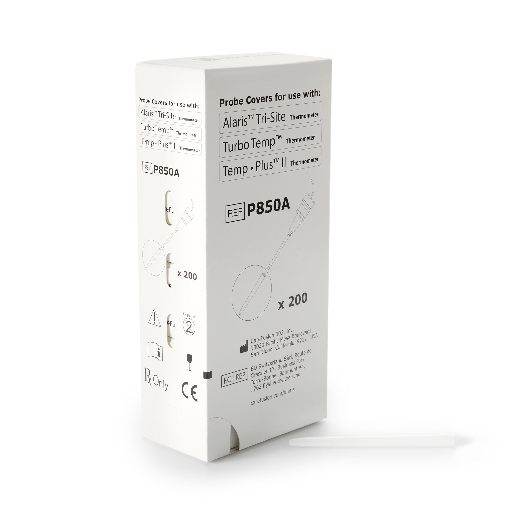 BD - P850A Axillary / Oral / Rectal Thermometer Probe Cover Alaris® For use with TEMP-PLUS® II and TurboTemp™ Thermometers , and VITAL-CHECK® Vital Sign Monitors 20 per Box