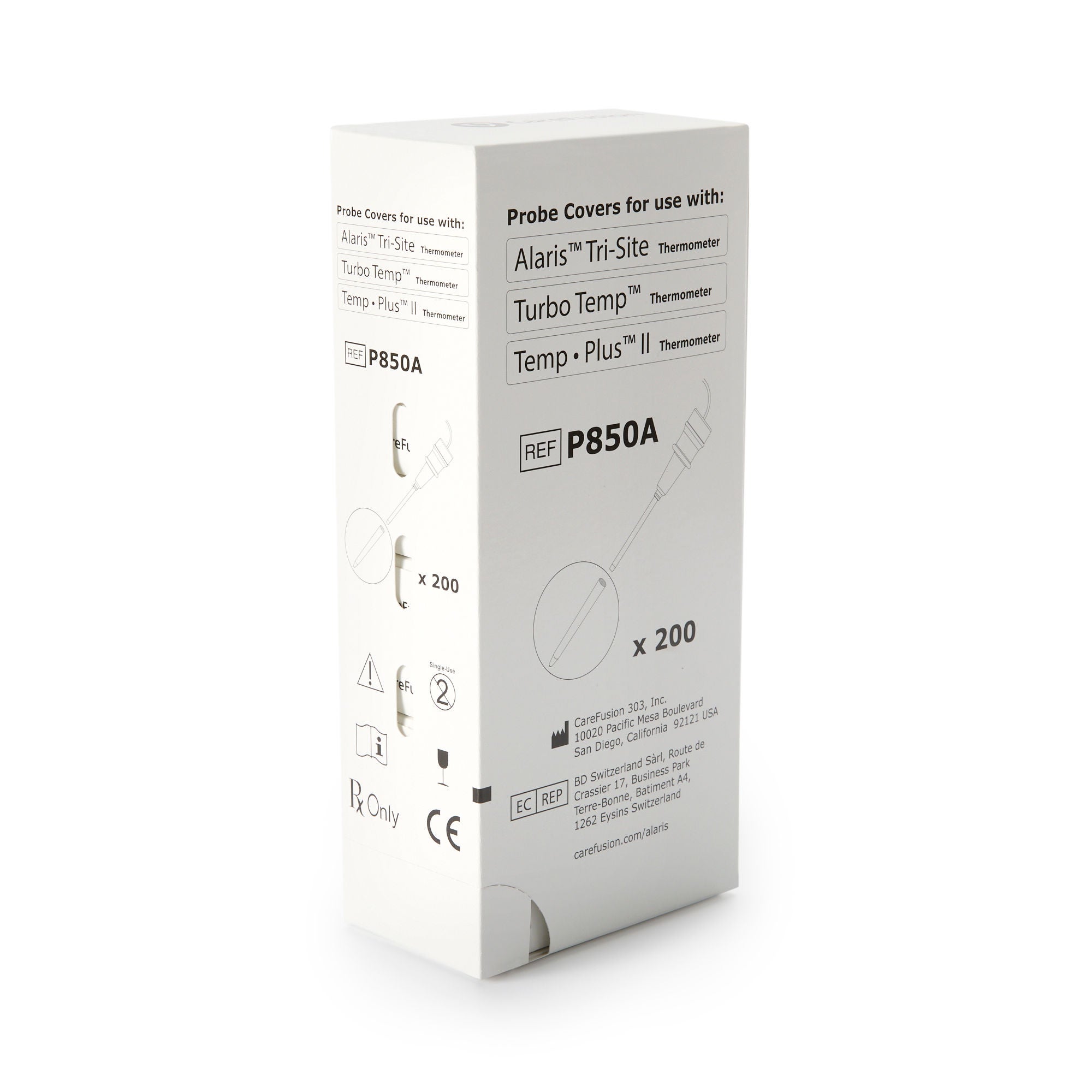 BD - P850A Axillary / Oral / Rectal Thermometer Probe Cover Alaris® For use with TEMP-PLUS® II and TurboTemp™ Thermometers , and VITAL-CHECK® Vital Sign Monitors 20 per Box