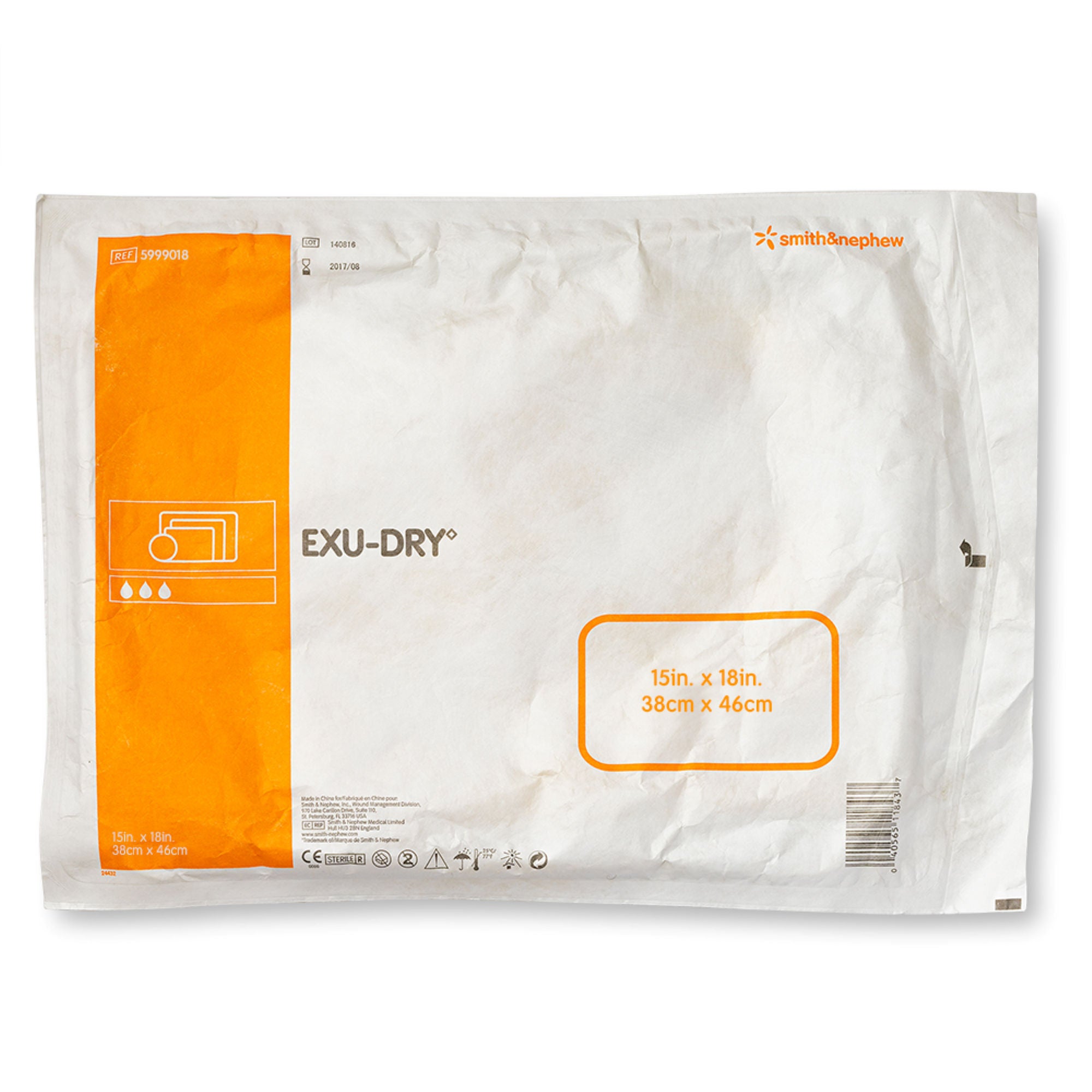 Smith & Nephew - 5999018 Super Absorbent Dressing EXU-DRY Anti-Shear Rectangle 15 X 18 Inch Without Border Sterile