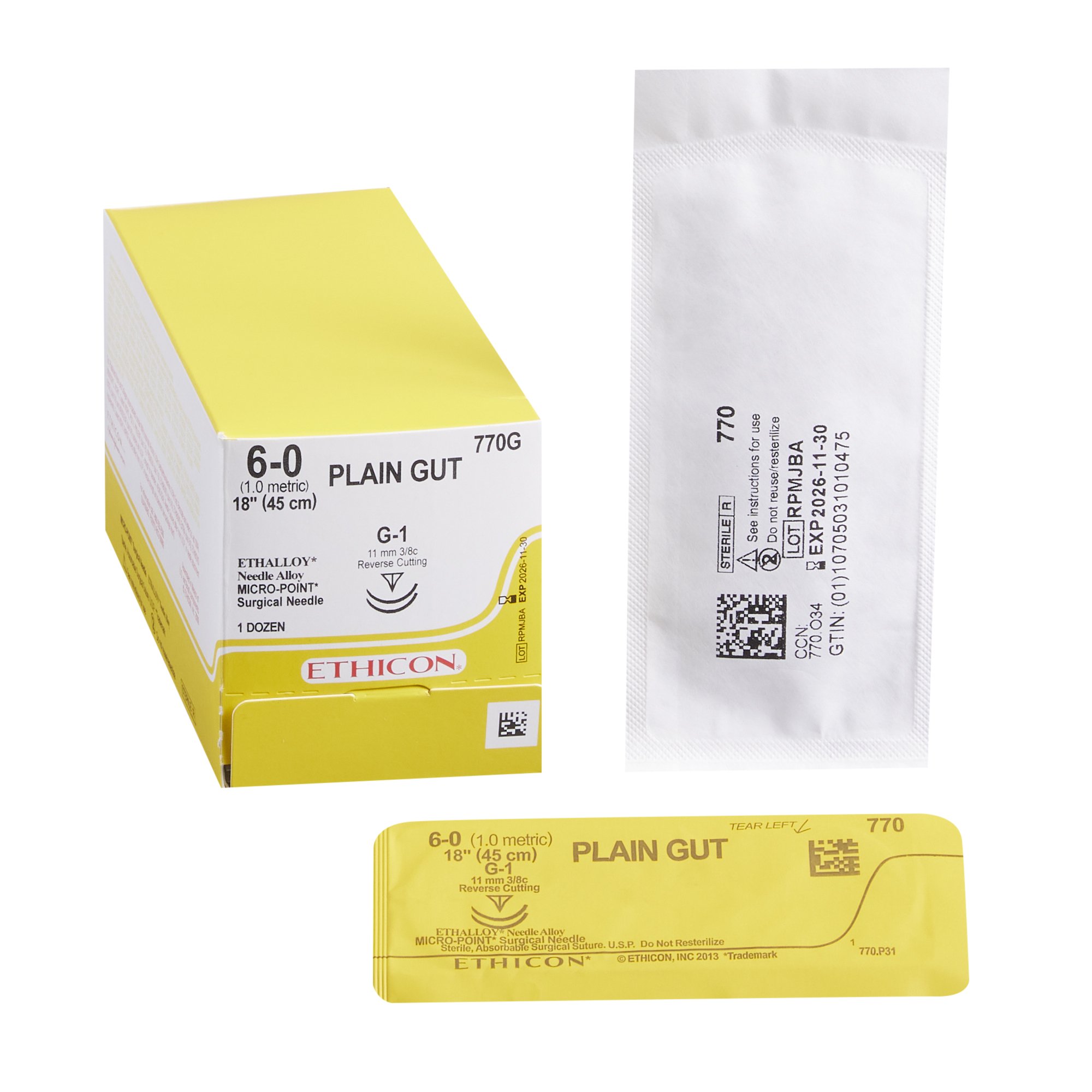 GUT PLAIN Absorbable Suture with Needle 770G by J & J Healthcare Systems