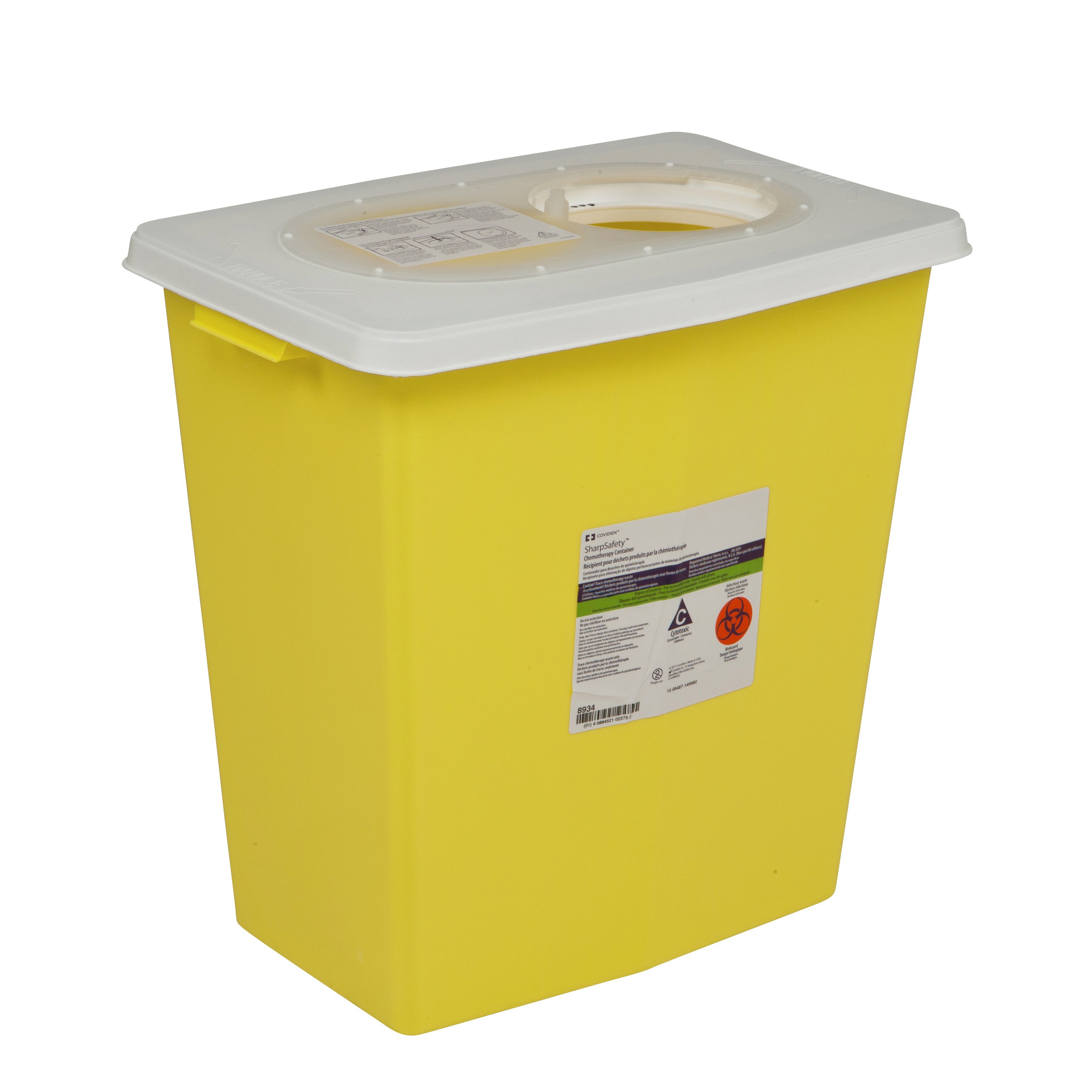 Cardinal 8934 - SharpSafety™ Chemotherapy Waste Container, 12 Gallon, 18¾ x 18¼ x 12¾ Inch - 1/Each, 10/Case