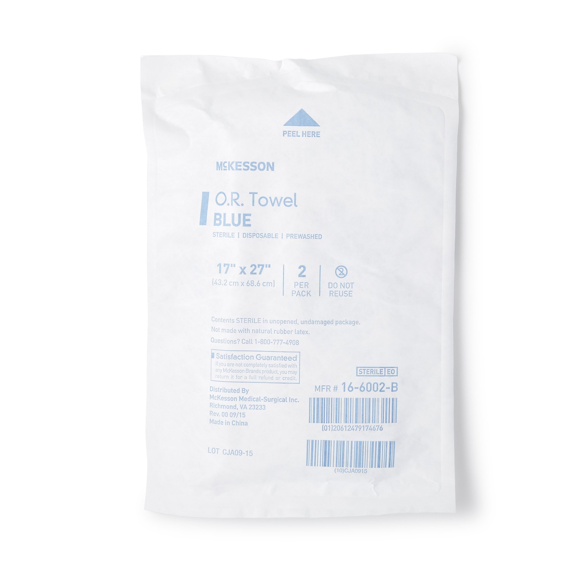 McKesson Brand - 16-6002-B McKesson Sterile Blue O.R. Towel