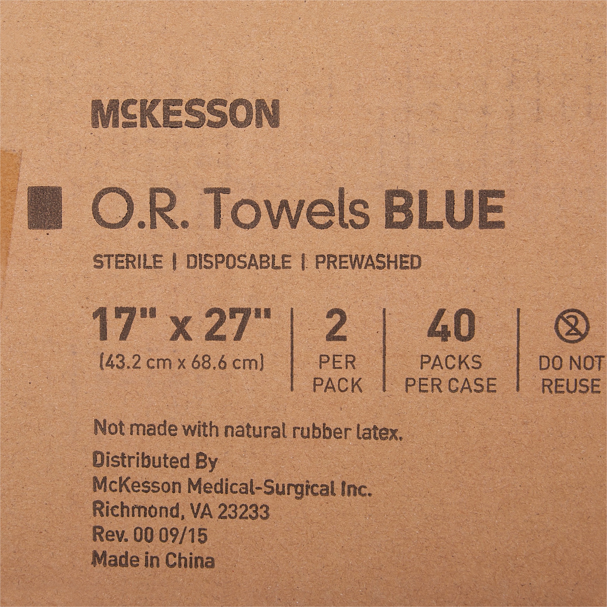 McKesson Brand 16-6002-B - McKesson Sterile Blue O.R. Towel, 17 x 27 Inch - 40/Case