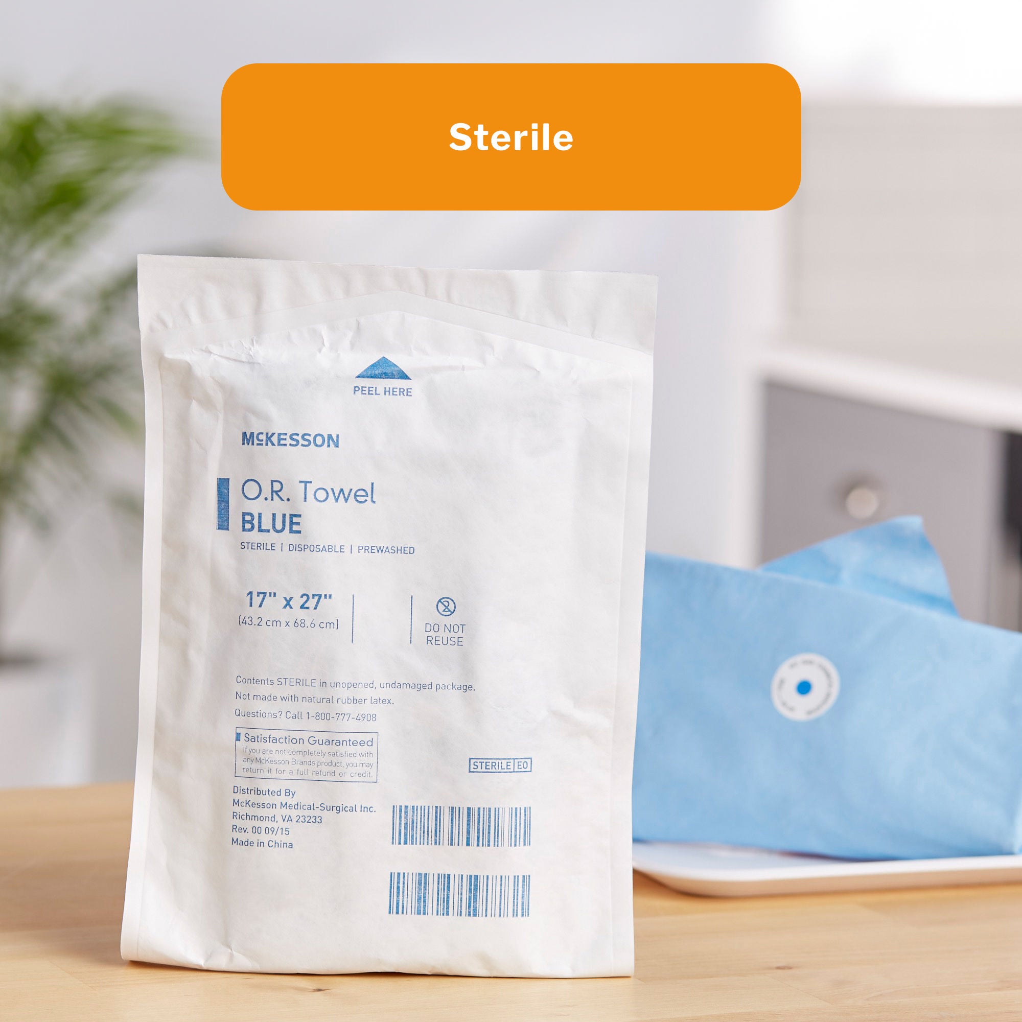 McKesson Brand - 16-6004-B McKesson Sterile Blue O.R. Towel