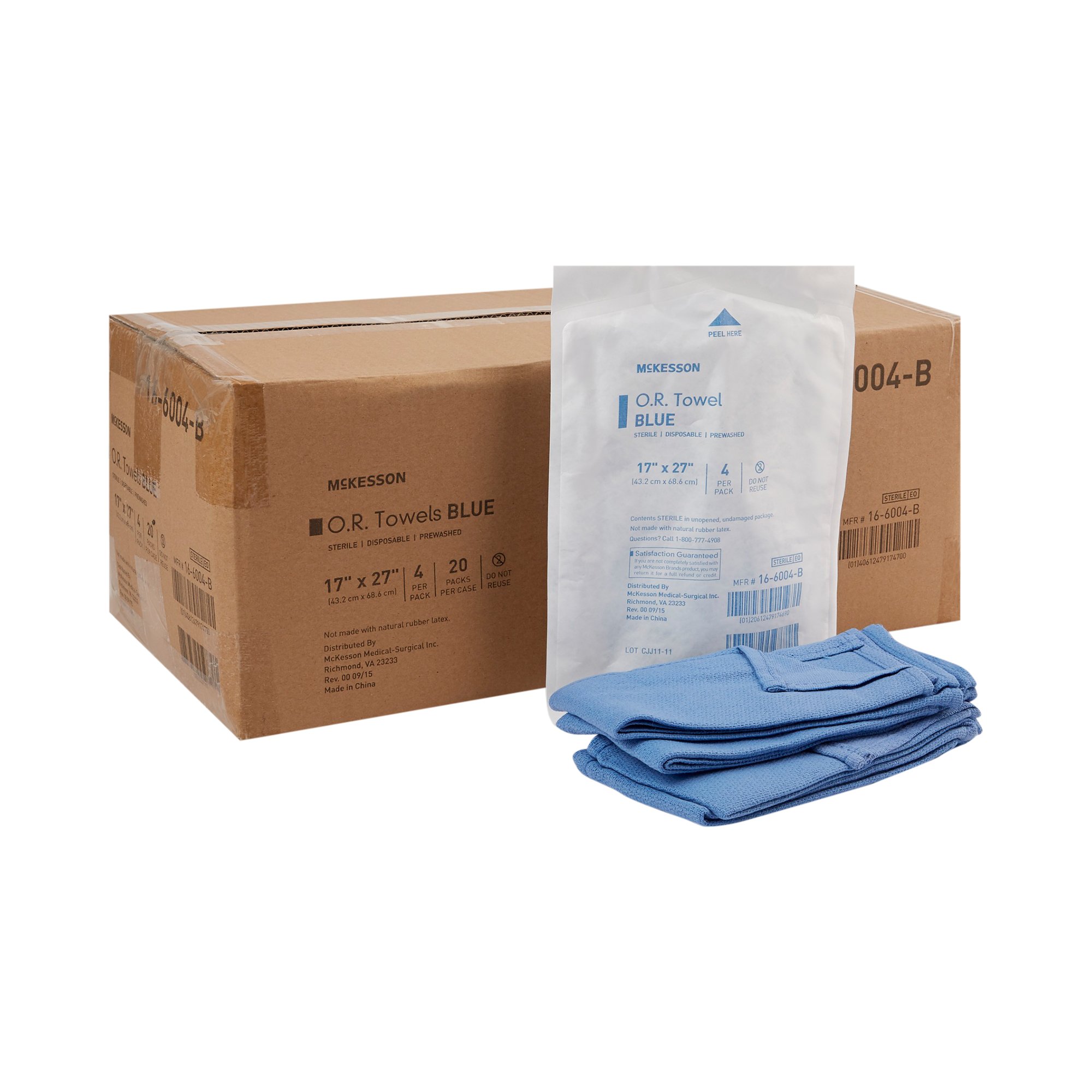 McKesson Brand 16-6004-B - McKesson Sterile Blue O.R. Towel, 17 x 27 Inch - 1/Pack, 20/Case