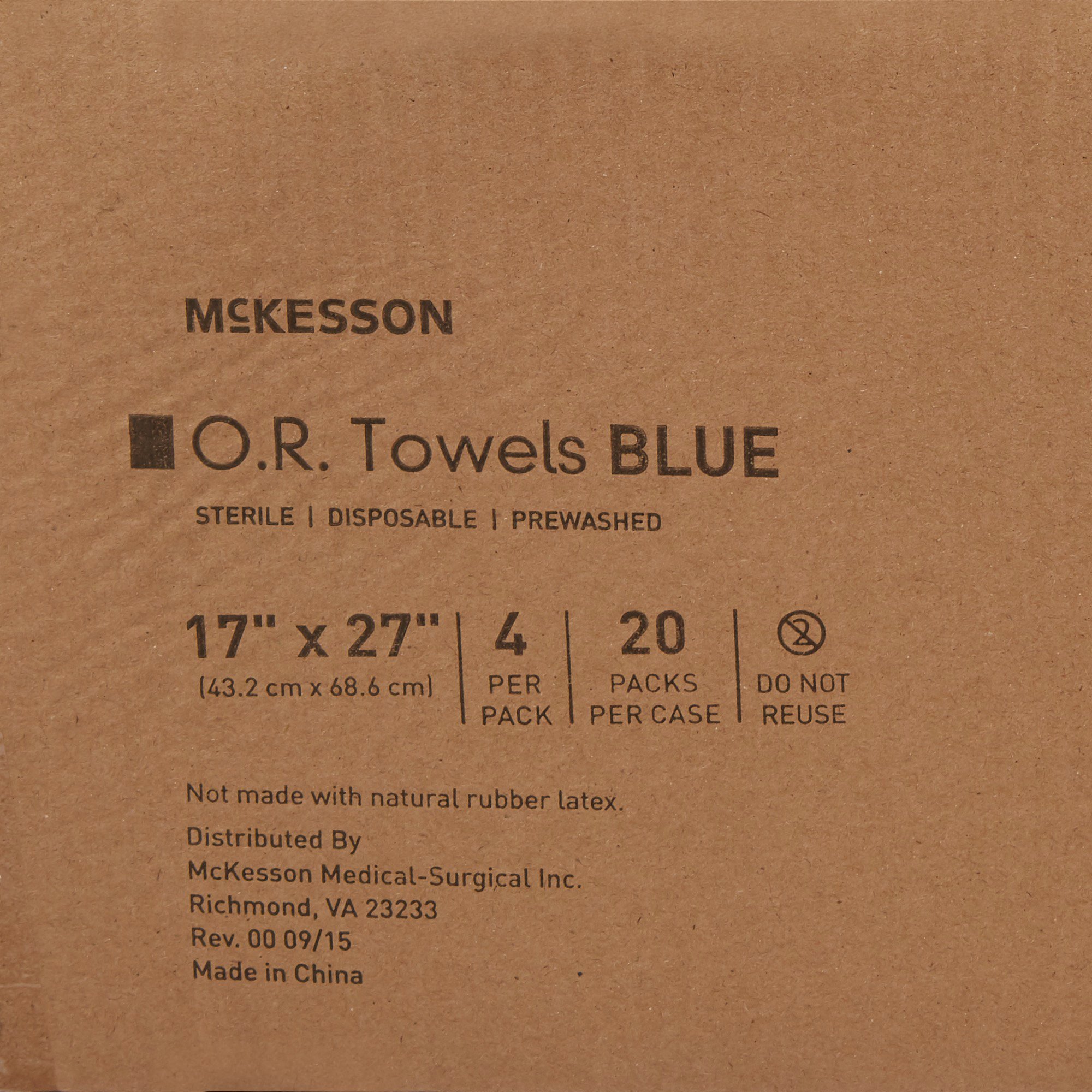 McKesson Brand 16-6004-B - McKesson Sterile Blue O.R. Towel, 17 x 27 Inch - 1/Pack, 20/Case
