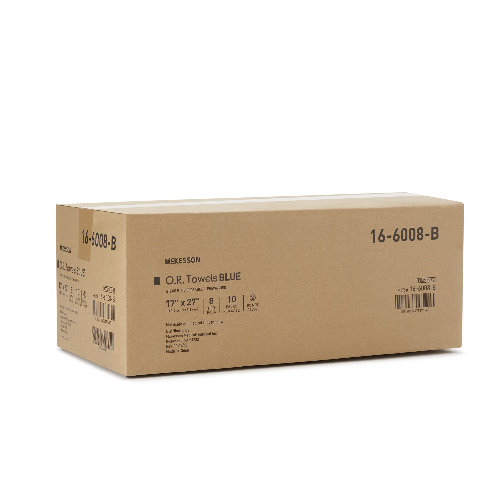 McKesson Brand 16-6008-B - McKesson Sterile Blue O.R. Towel, 17 x 27 Inch - 80/Case