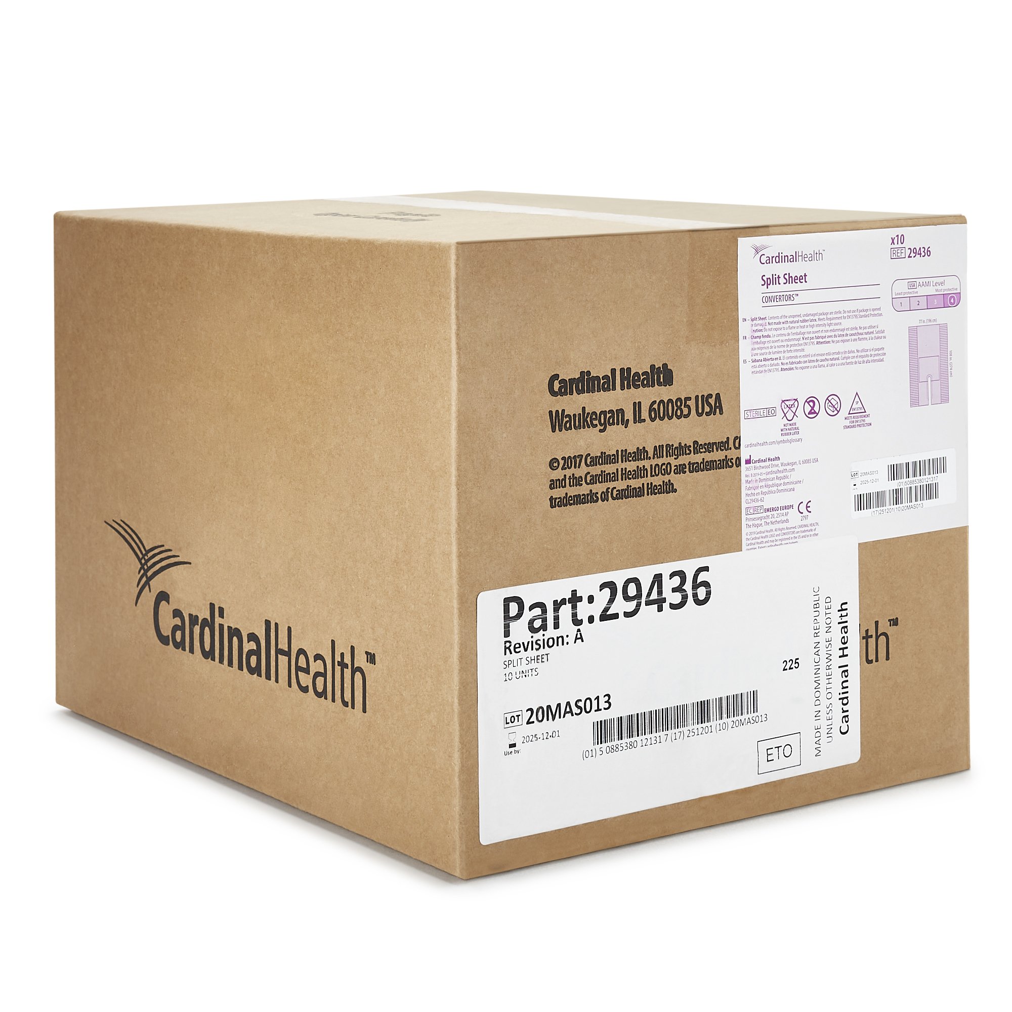Cardinal 29436 - Cardinal Health™ Split Sheet Drape, 77 x 108 Inch - 1/Each, 10/Case