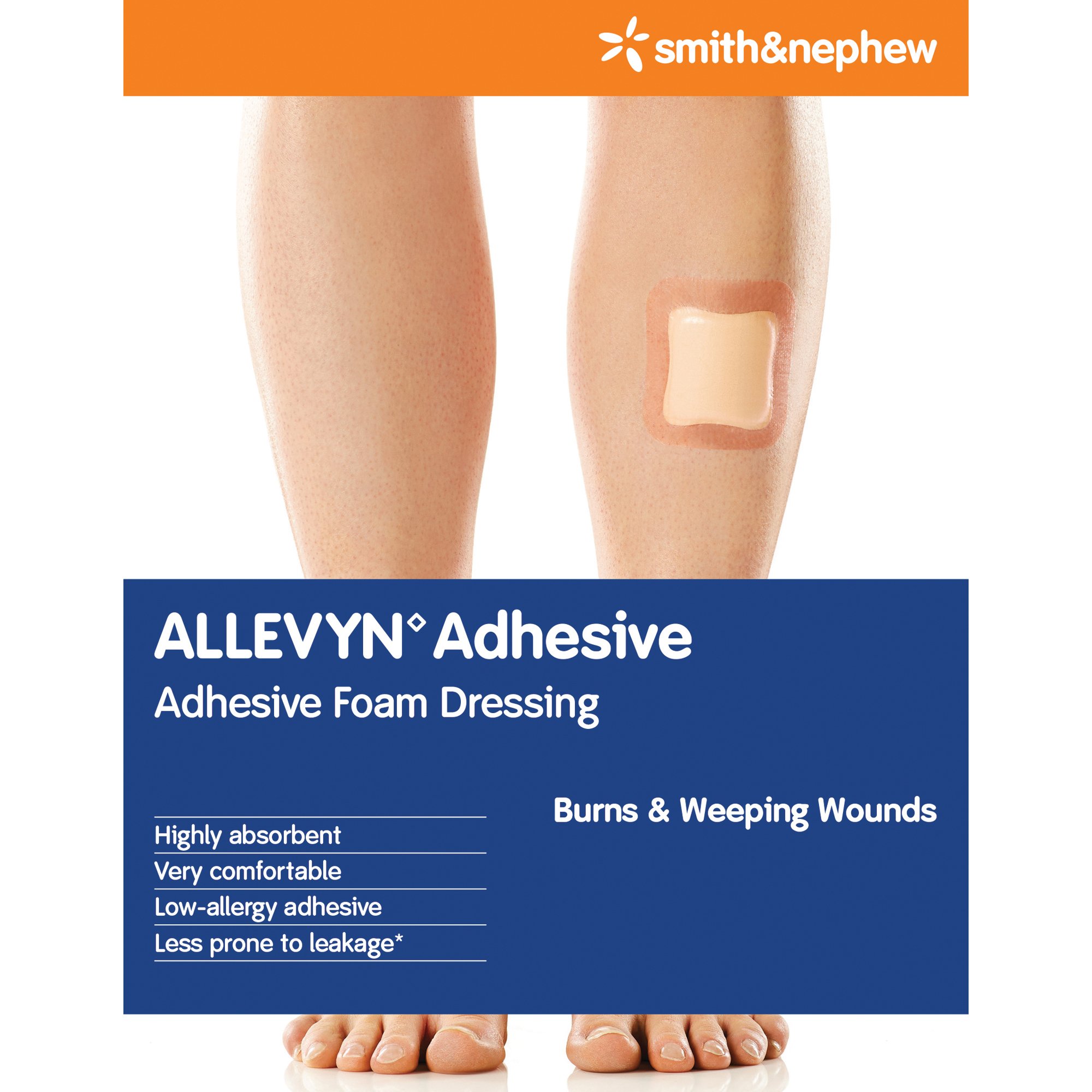 Smith & Nephew 66020045 - Allevyn Foam Dressing, 7 x 7 Inch - 1/Each, 10/Box, 40/Case