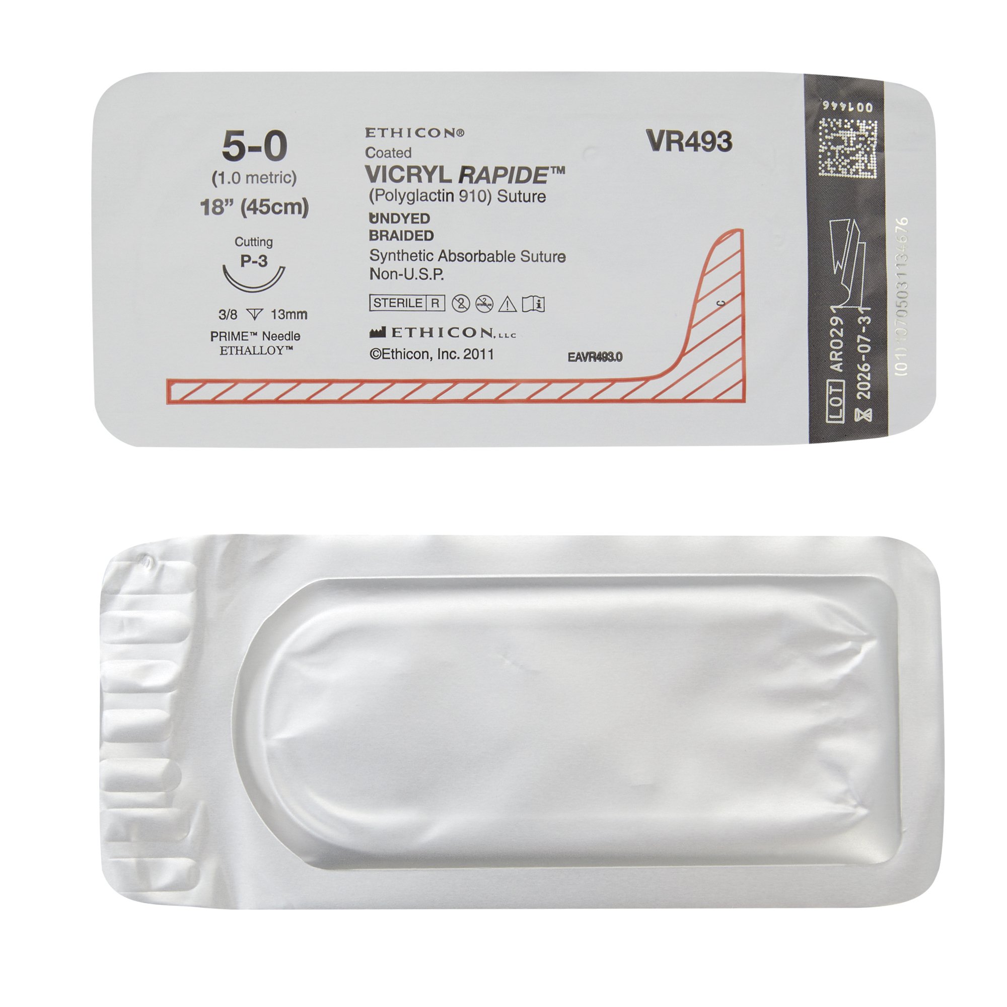 J & J Healthcare Systems VR493 - Coated Vicryl™ Rapide Suture with Needle - 12/Dozen, 12/Box
