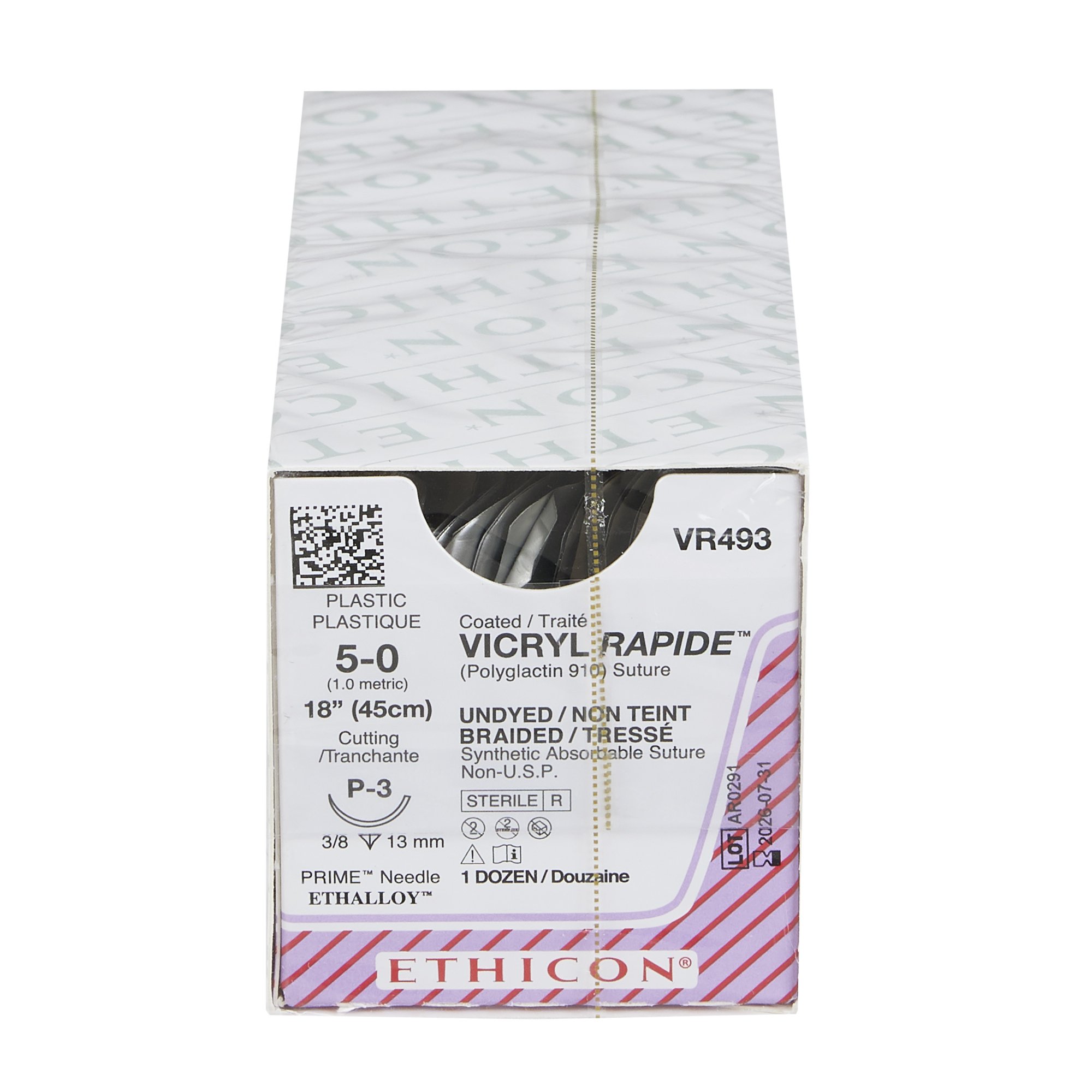 J & J Healthcare Systems VR493 - Coated Vicryl™ Rapide Suture with Needle - 12/Dozen, 12/Box