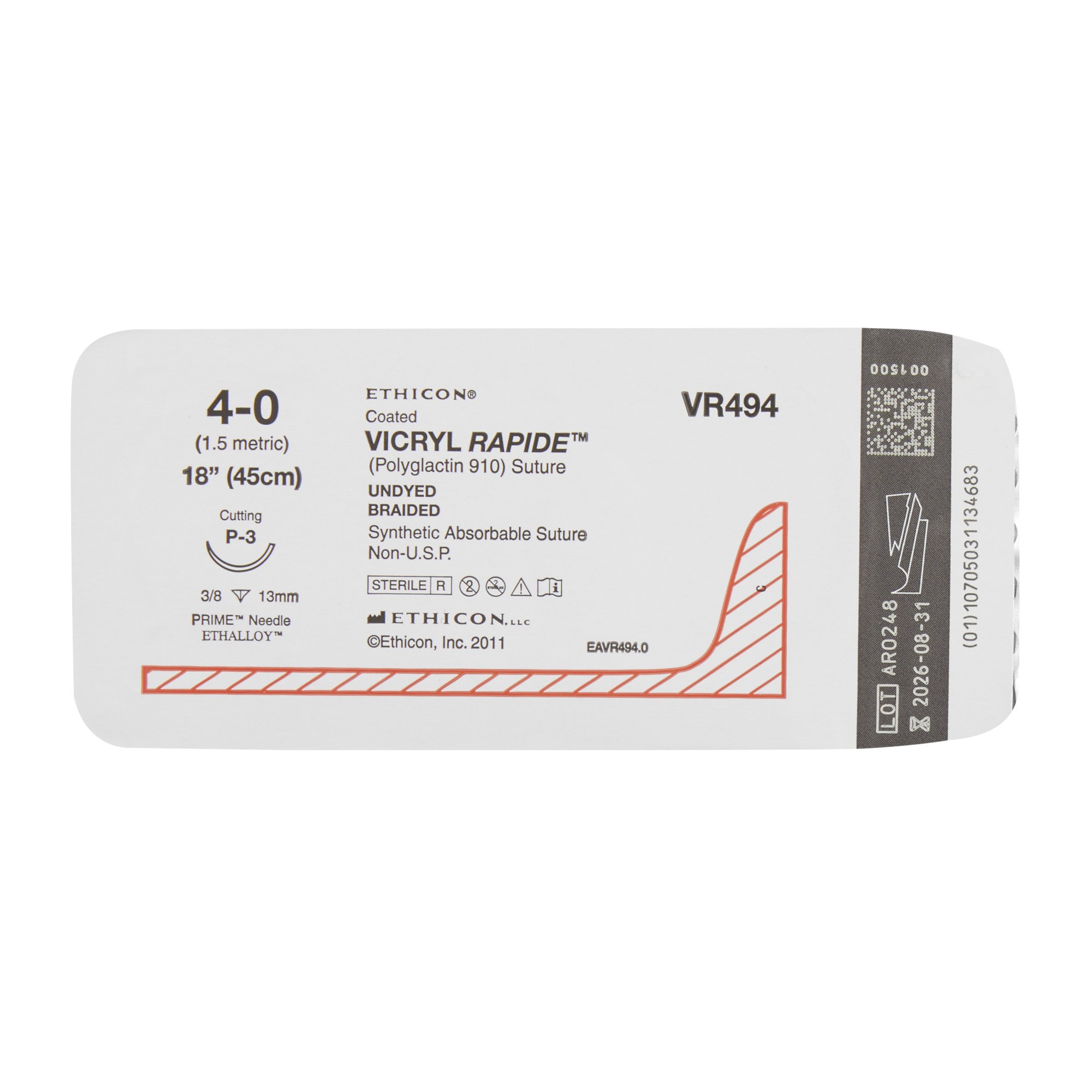 J & J Healthcare Systems VR494 - Coated Vicryl™ Rapide Suture with Needle - 12/Dozen, 12/Box
