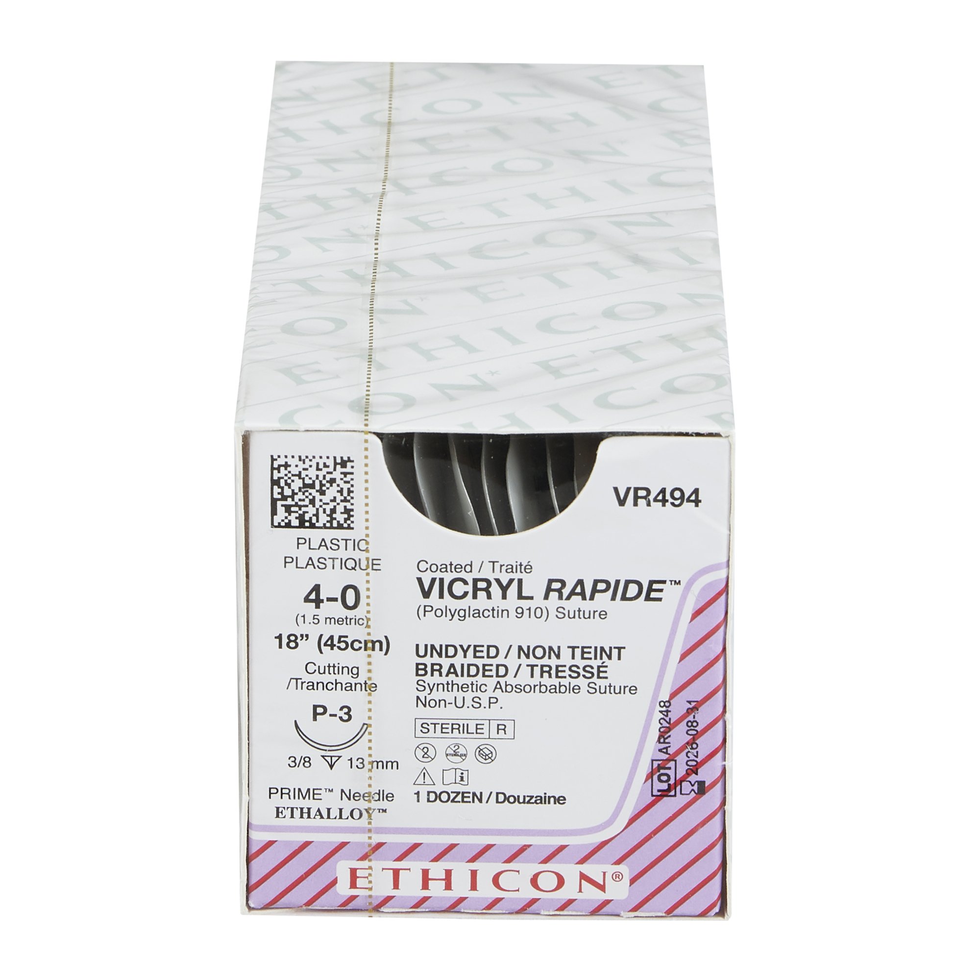J & J Healthcare Systems VR494 - Coated Vicryl™ Rapide Suture with Needle - 12/Dozen, 12/Box