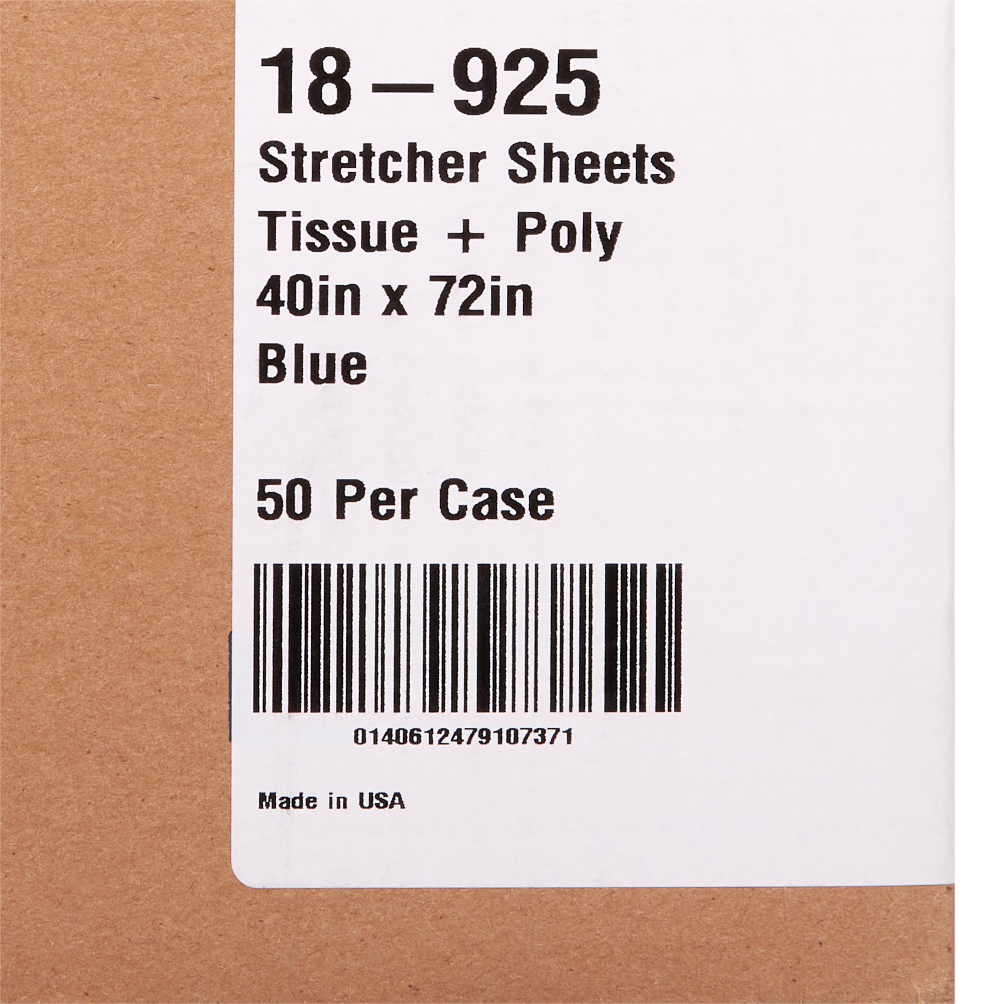McKesson Brand 18-925 - McKesson Blue Flat Stretcher Sheet, 40 x 72 Inch - 50/Case