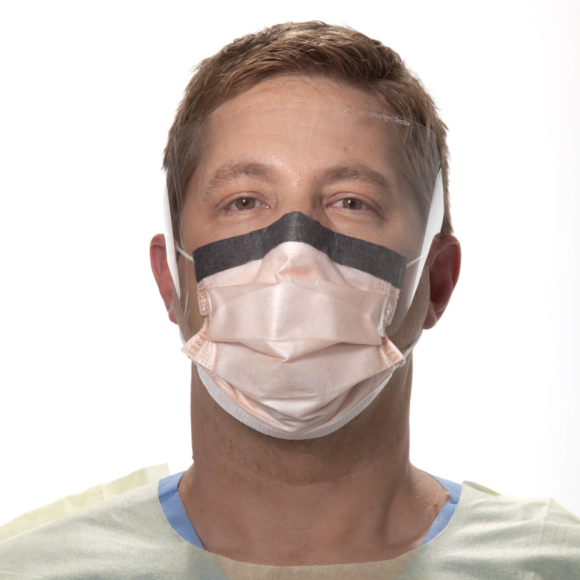 O&M Halyard Inc - 47147 FluidShield Procedure Mask with Eye Shield Anti-fog Orange