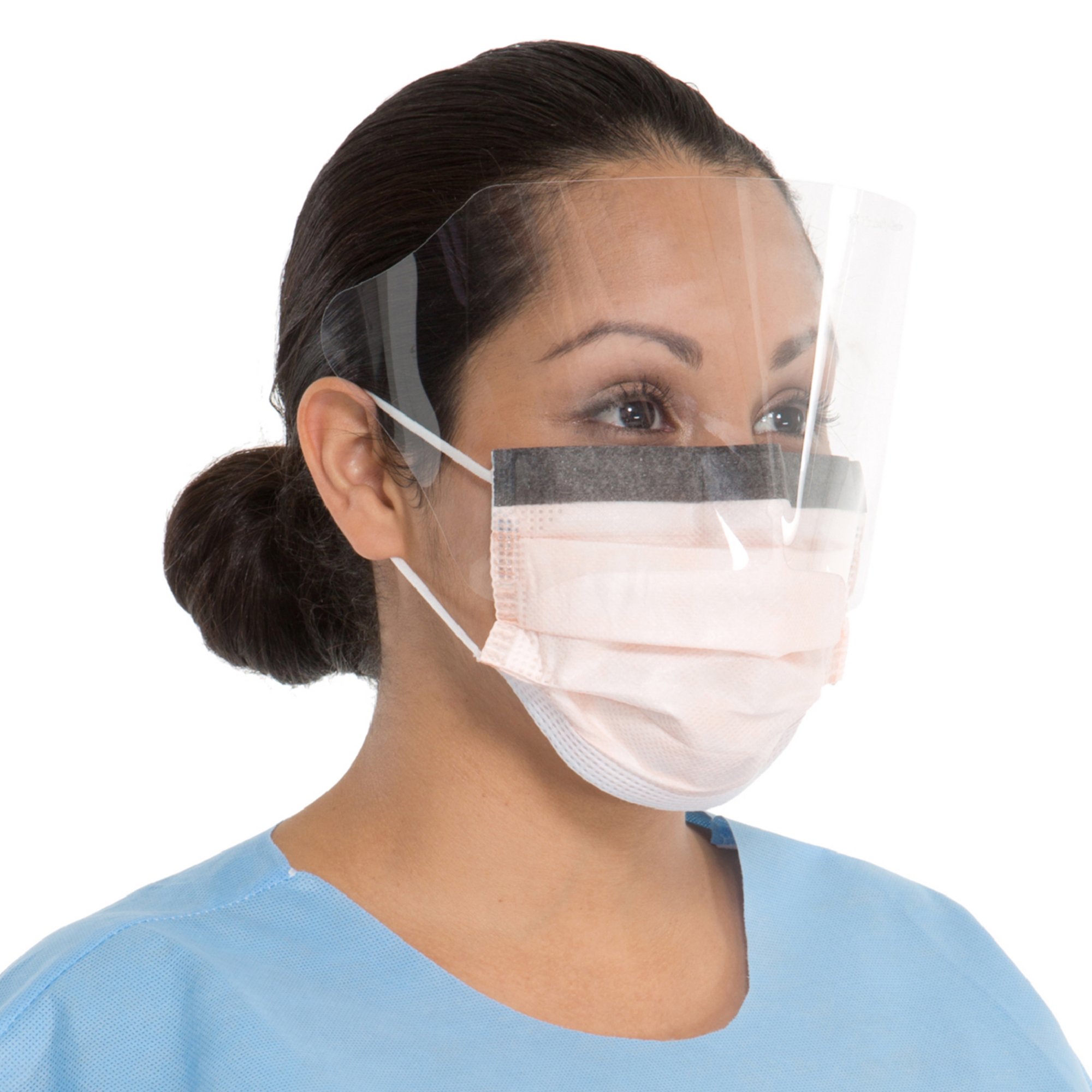 O&M Halyard Inc - 47147 FluidShield Procedure Mask with Eye Shield Anti-fog Orange