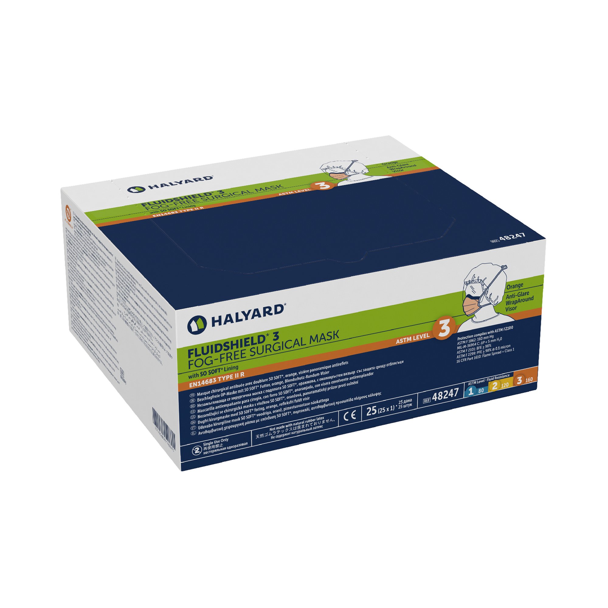 O&M Halyard Inc - 48247 FluidShield® Surgical Mask with Eye Shield