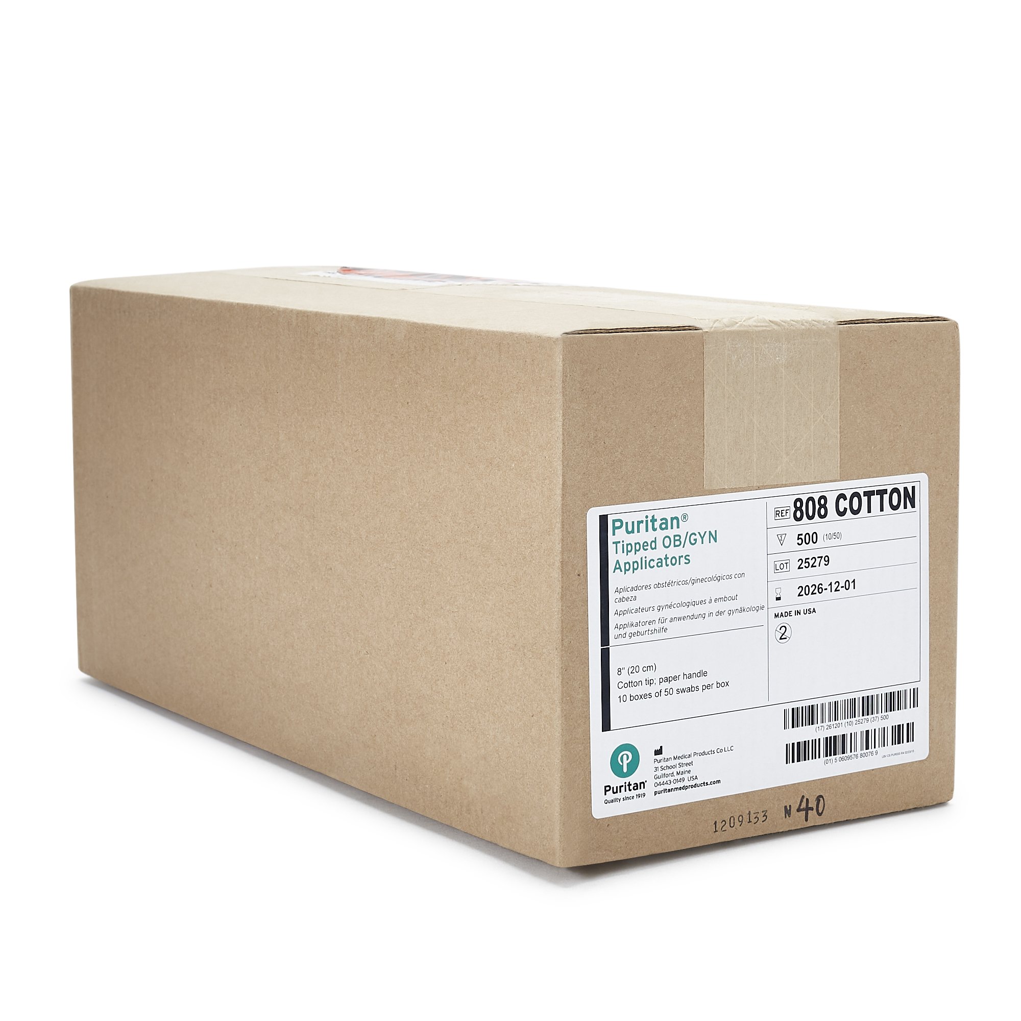 Puritan Medical Products 808 COTTON - Puritan® OB/GYN Swabstick, 8-Inch Length - 50/Box, 500/Case