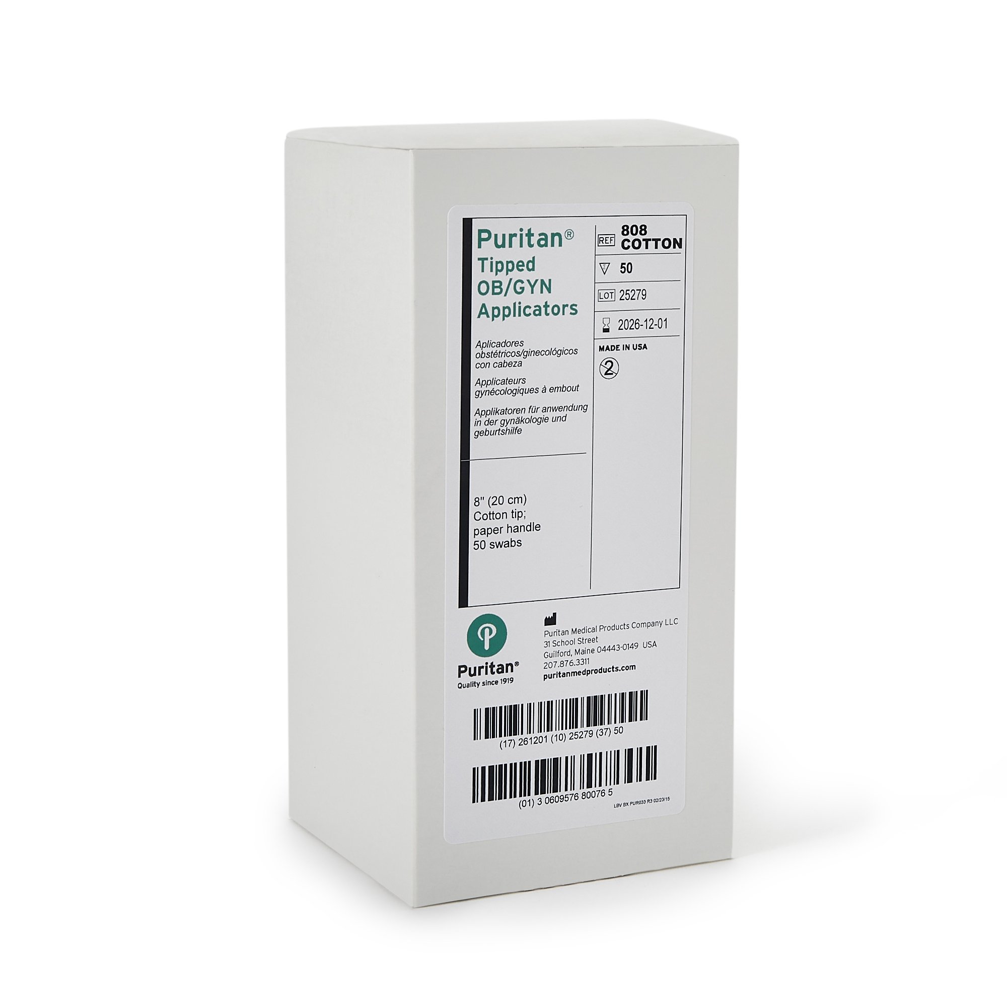 Puritan Medical Products 808 COTTON - Puritan® OB/GYN Swabstick, 8-Inch Length - 50/Box, 500/Case