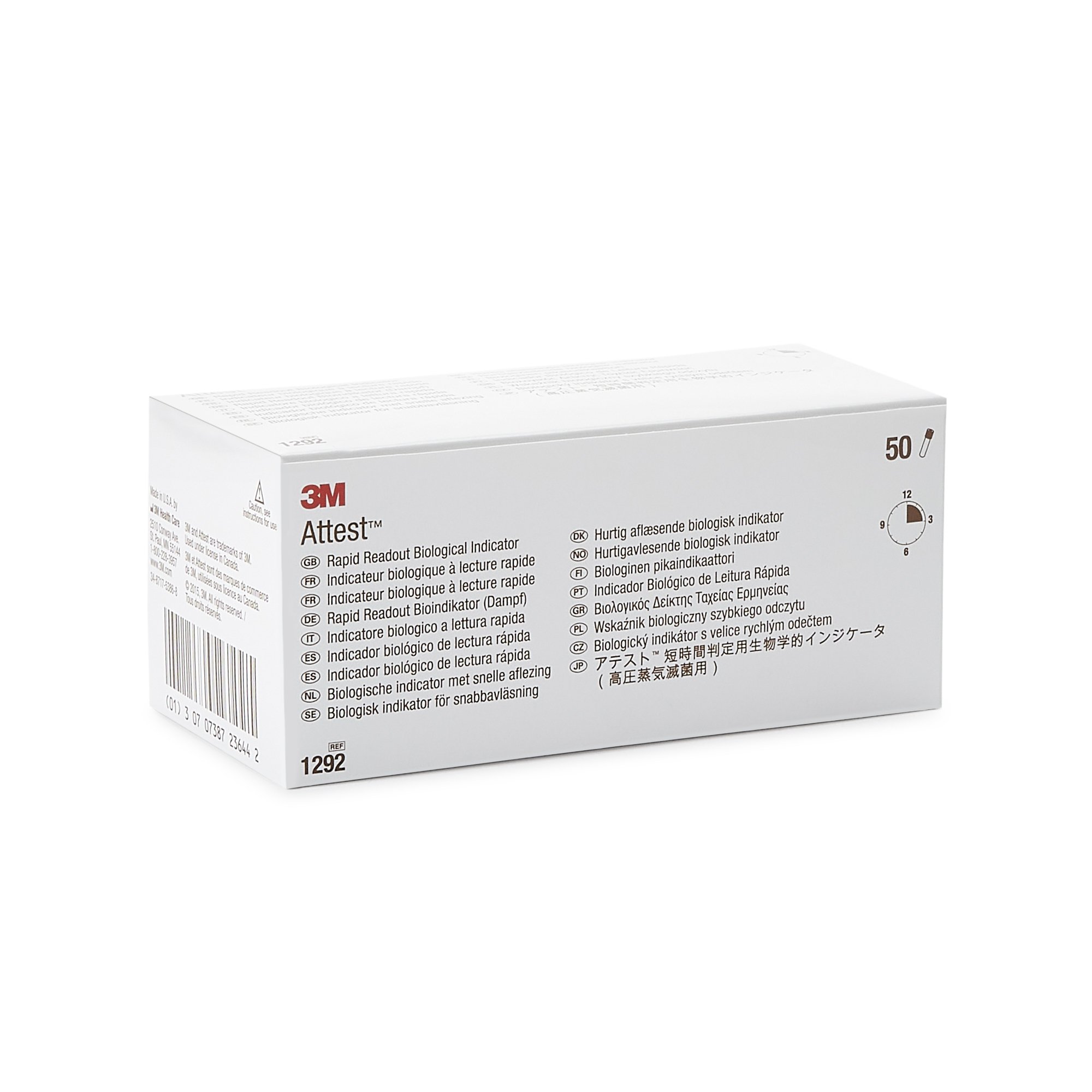 Solventum Corporation 1292 - 3M™ Attest™ Rapid Readout Sterilization Biological Indicator Vial - 50/Box, 200/Case