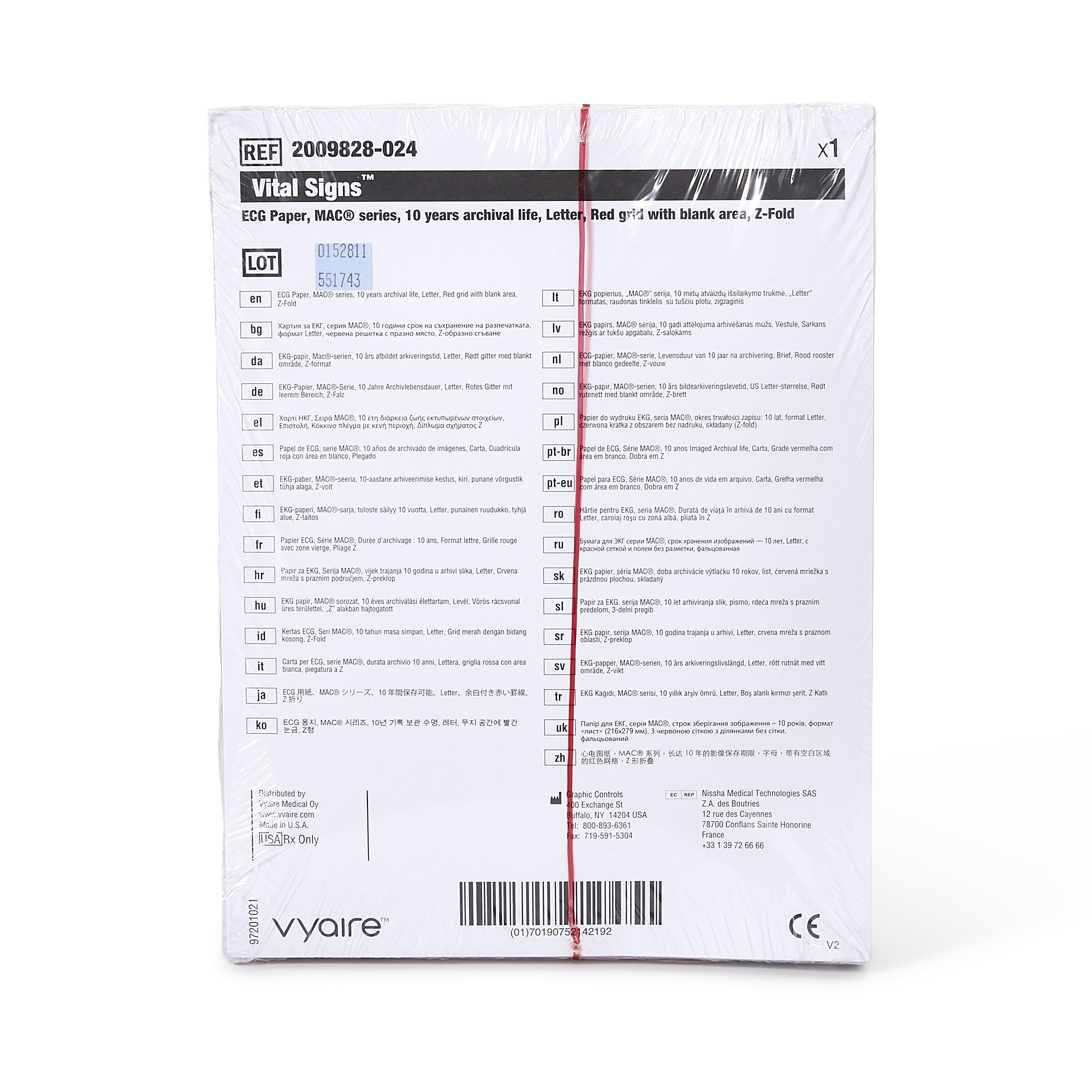 Sun Med 2009828-024 - GE ECG Recording Paper - 1/Each, 8/Case