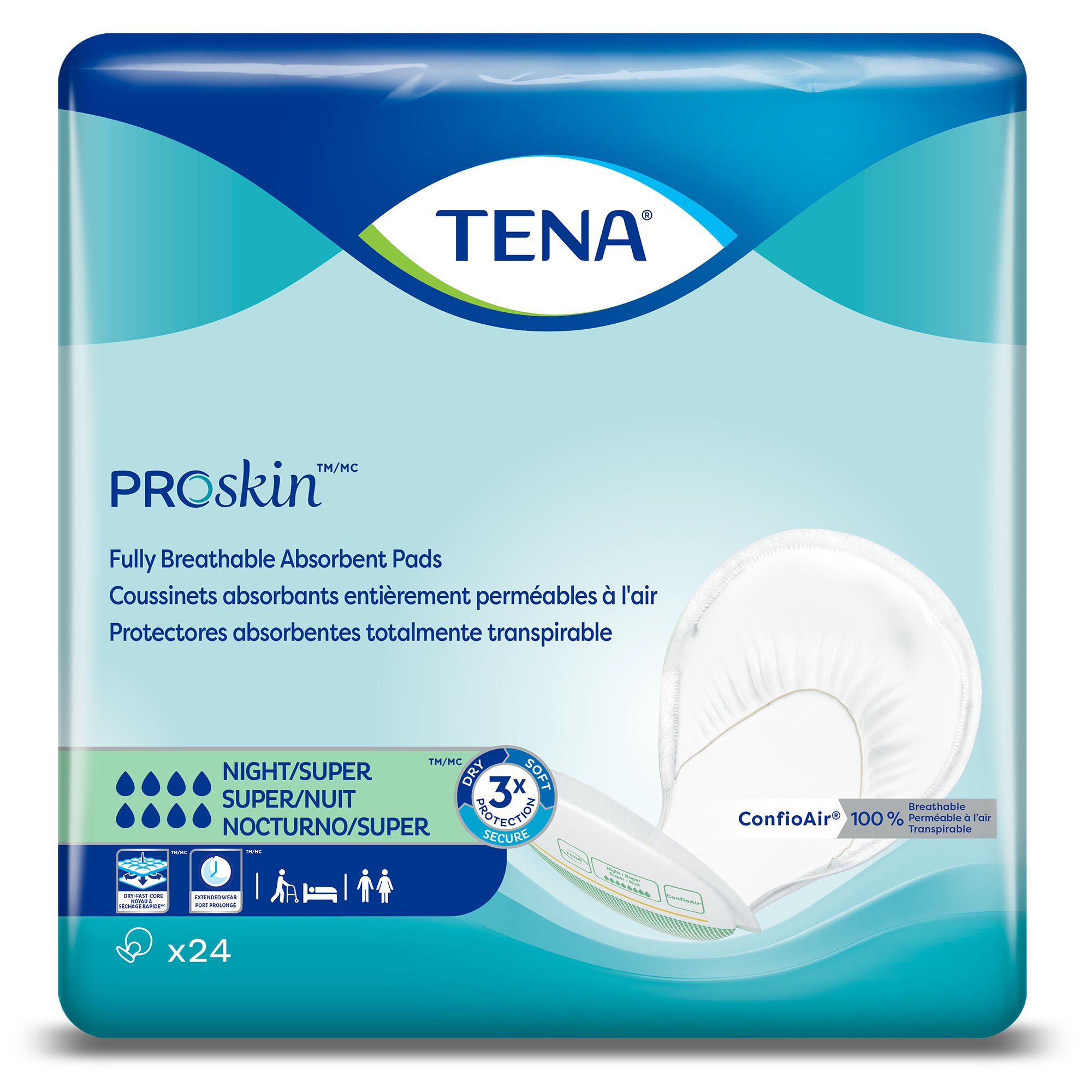 Essity HMS North America Inc - 62718 Tena® ProSkin™ Night Super Fully Breathable Absorbent Pads