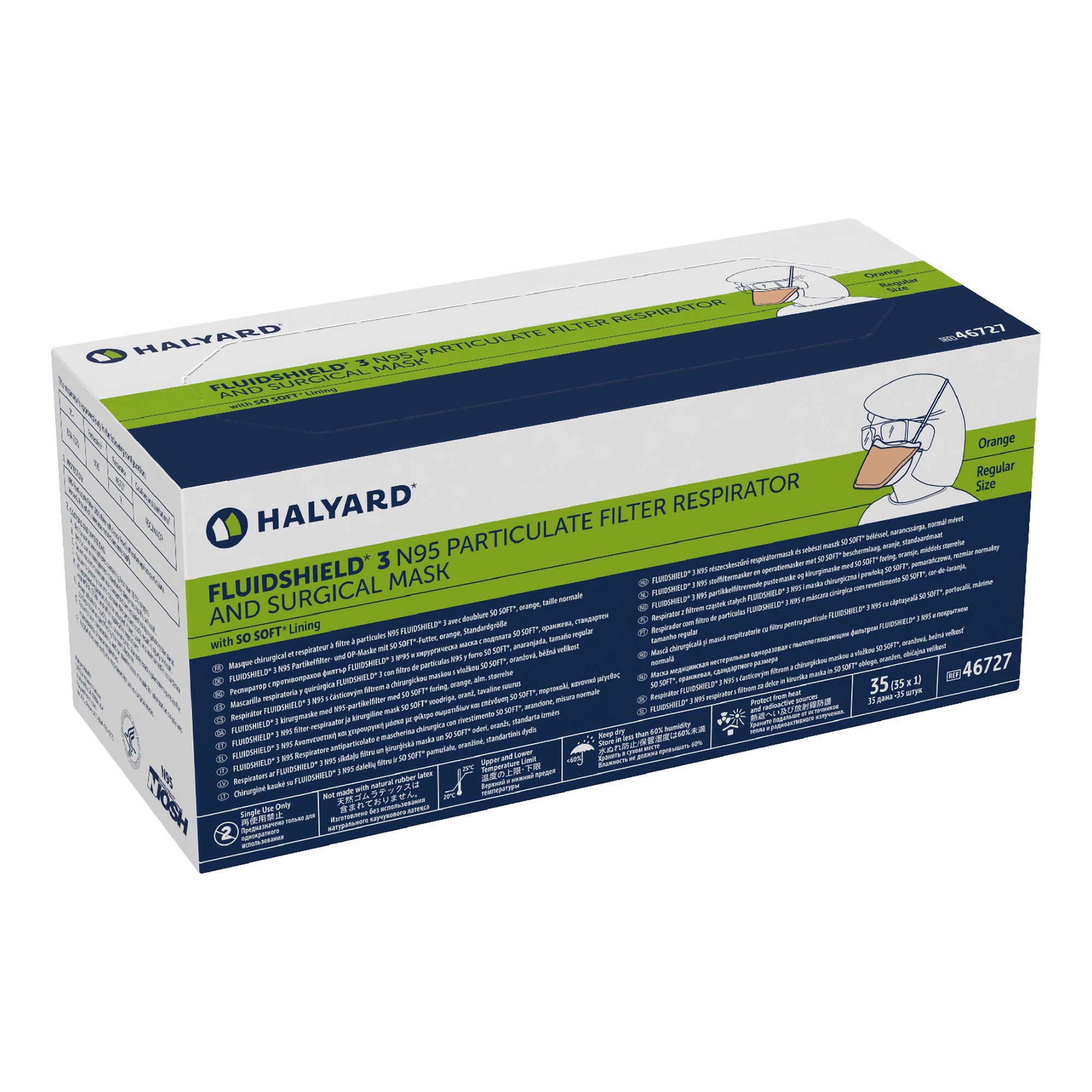 O&M Halyard Inc - 46727 FluidShield® Medical N95 Particulate Respirator / Surgical Mask