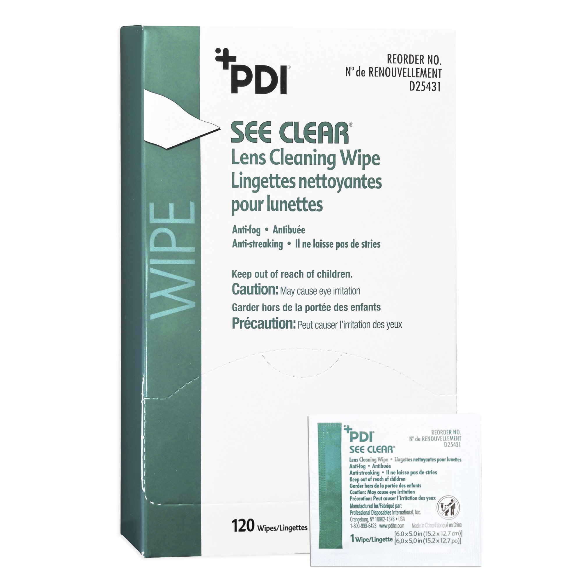 Professional Disposables D25431 - See Clear® Eye Glass Cleaning Wipes - 120/Box, 1440/Case