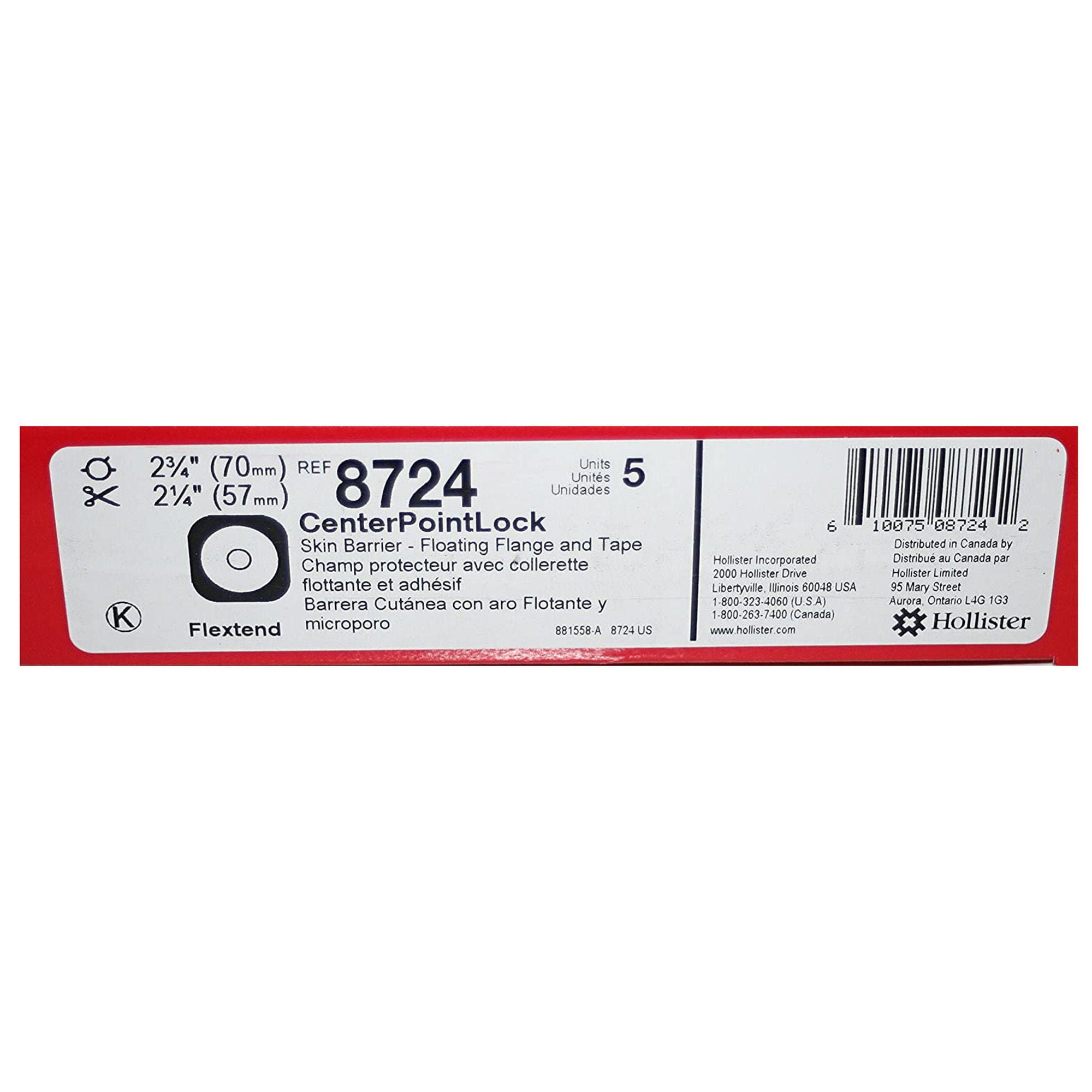 Hollister - 8724 Ostomy Barrier FlexTend™ Trim to Fit, Extended Wear Adhesive Tape 70 mm Flange K Code System Hydrocolloid Up to 2-1/4 Inch Opening