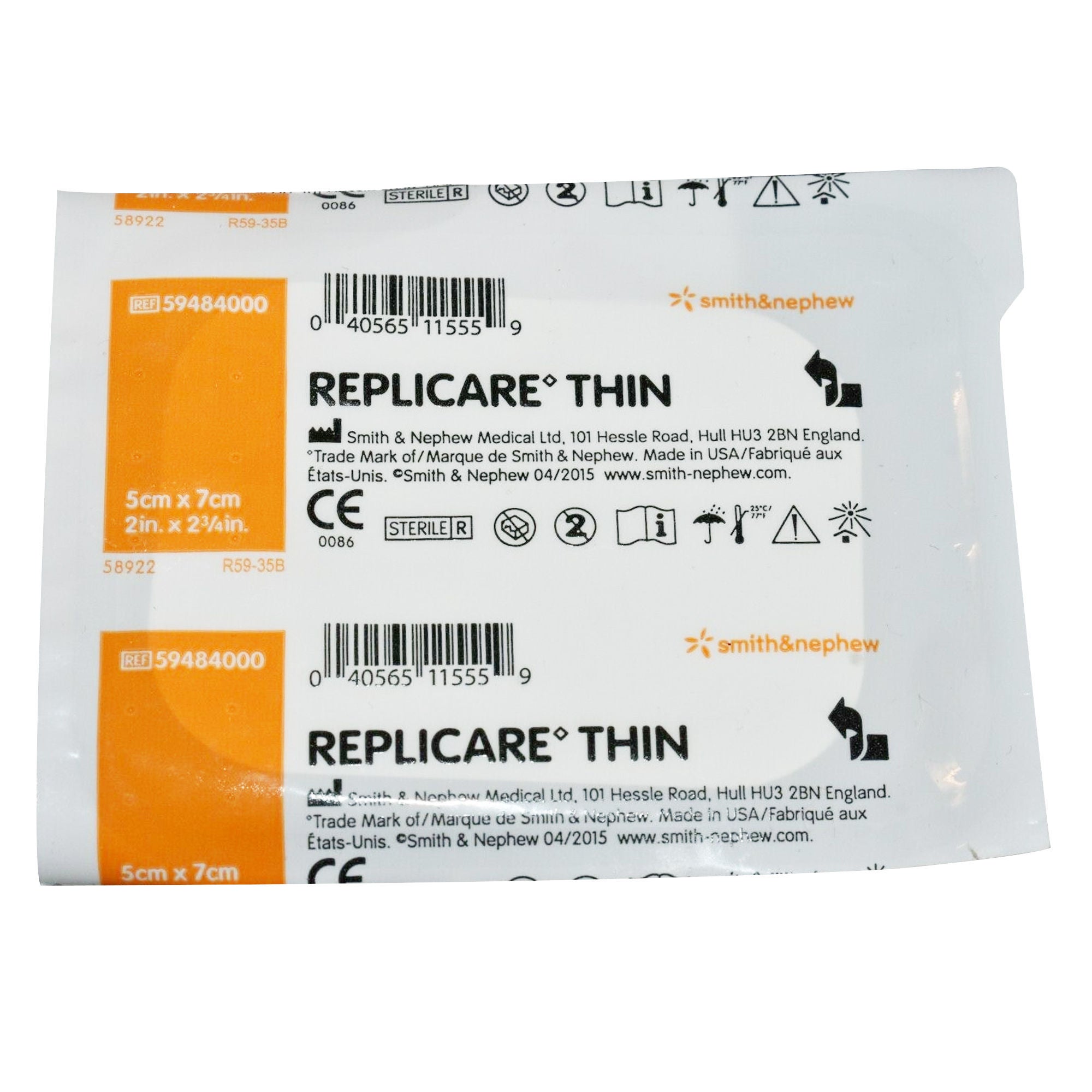 Smith & Nephew - 59484000 Thin Hydrocolloid Dressing Replicare Thin Film Backing 2 X 2-3/4 Inch Rectangle Hydrocolloid / Film