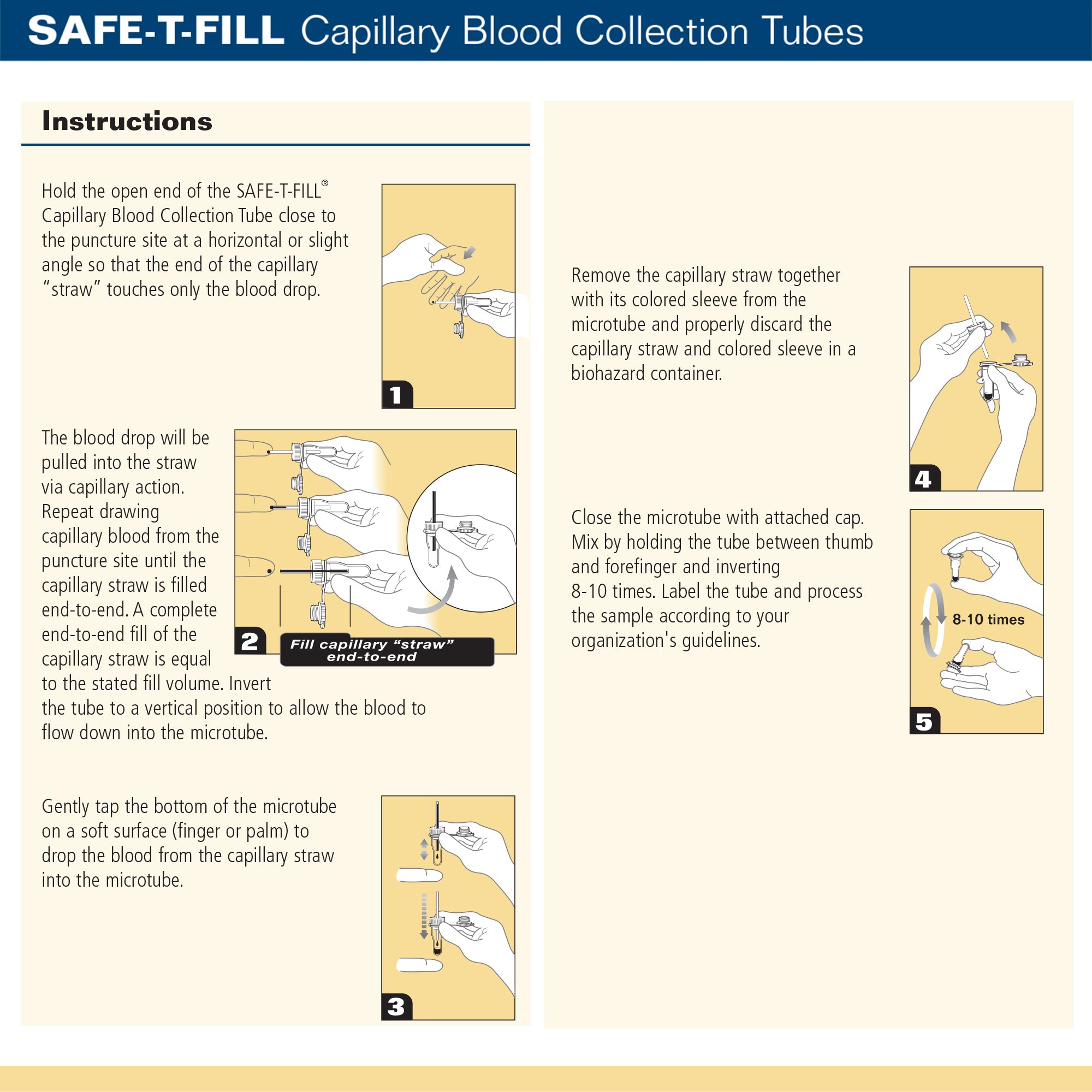 ASP Global LLC 076101 - Safe-T-Fill® Capillary Blood Collection Tube, 125 µL, 1.1 mm Diameter - 50/Bag, 500/Case