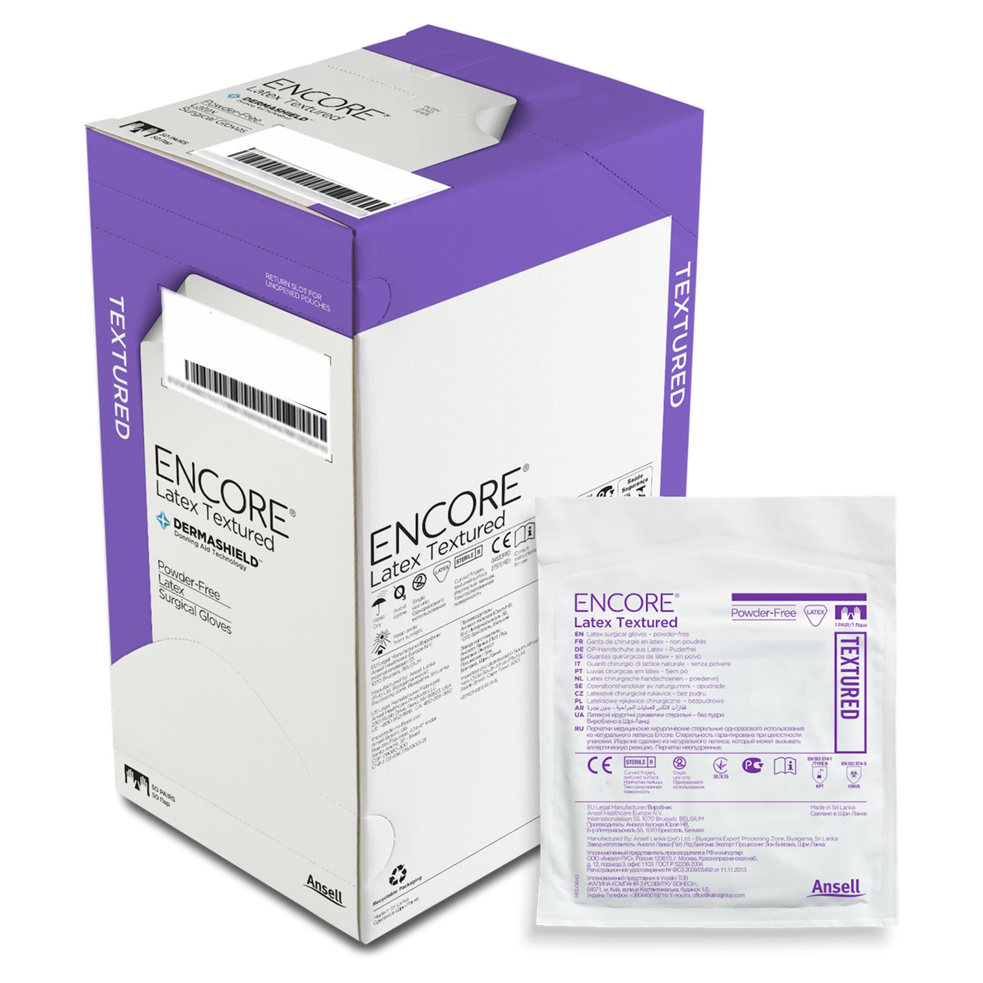 Ansell 5785002 - Encore® Latex Textured Surgical Glove, Size 6.5, Ivory - 1/Pair, 50/Box, 200/Case