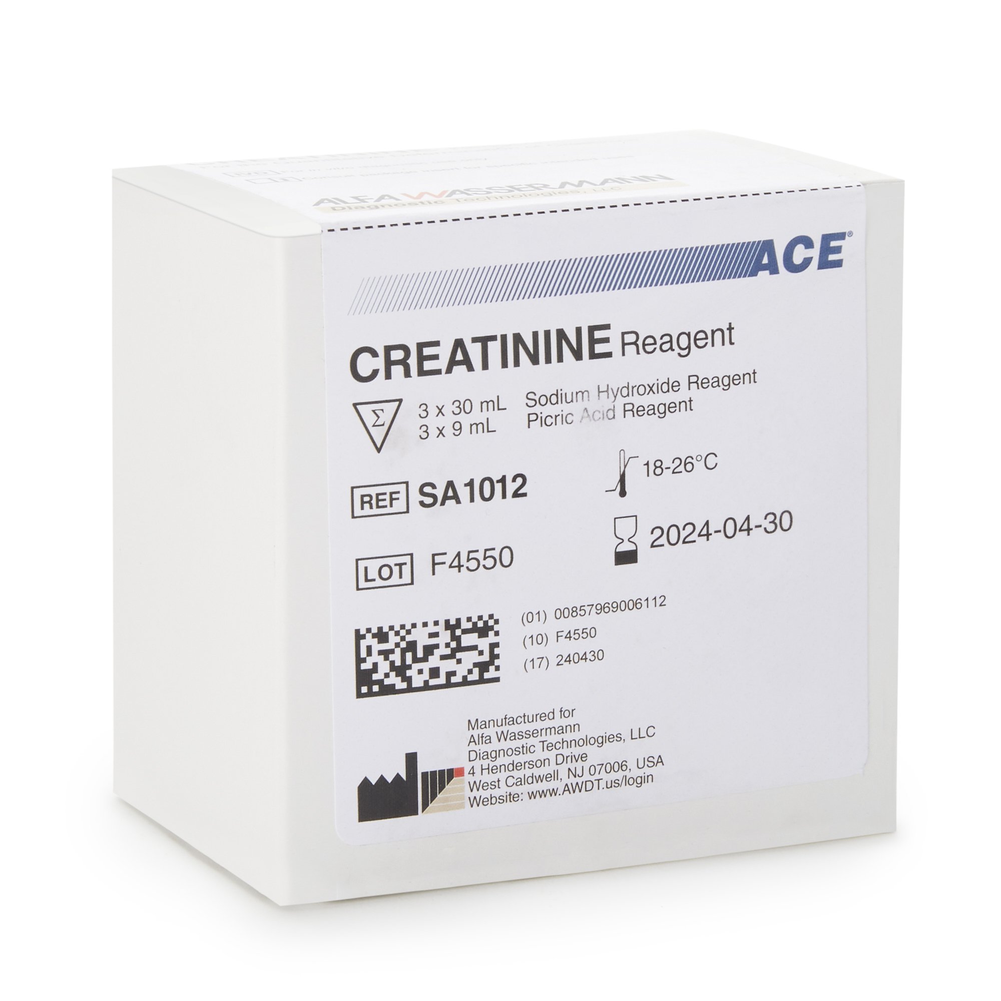 Alfa Wassermann SA1012 - Ace® General Chemistry Reagent, Creatinine test - 1/Kit