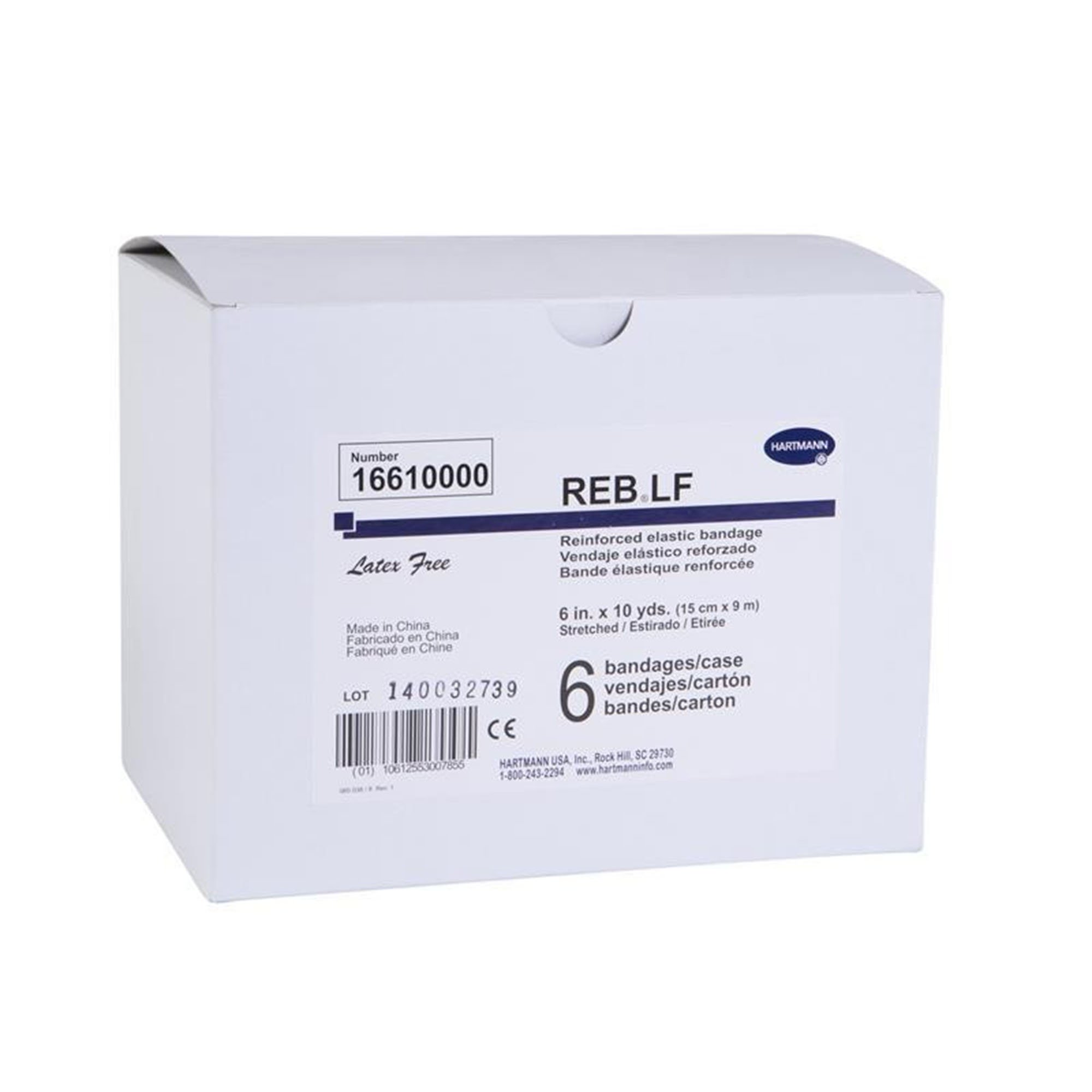 Hartmann 16610000 - REB® LF Clip Detached Closure Elastic Bandage, 6 Inch x 10 Yard - 1/Each, 6/Box