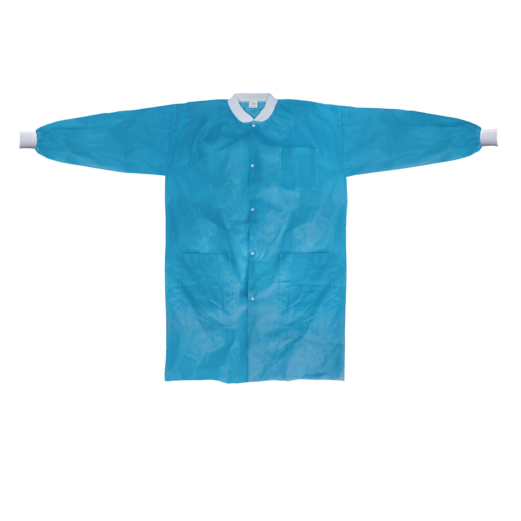 McKesson Brand - 34181200 Lab Coat McKesson Blue Large / X-Large Knee Length Spunbond Polypropylene Disposable